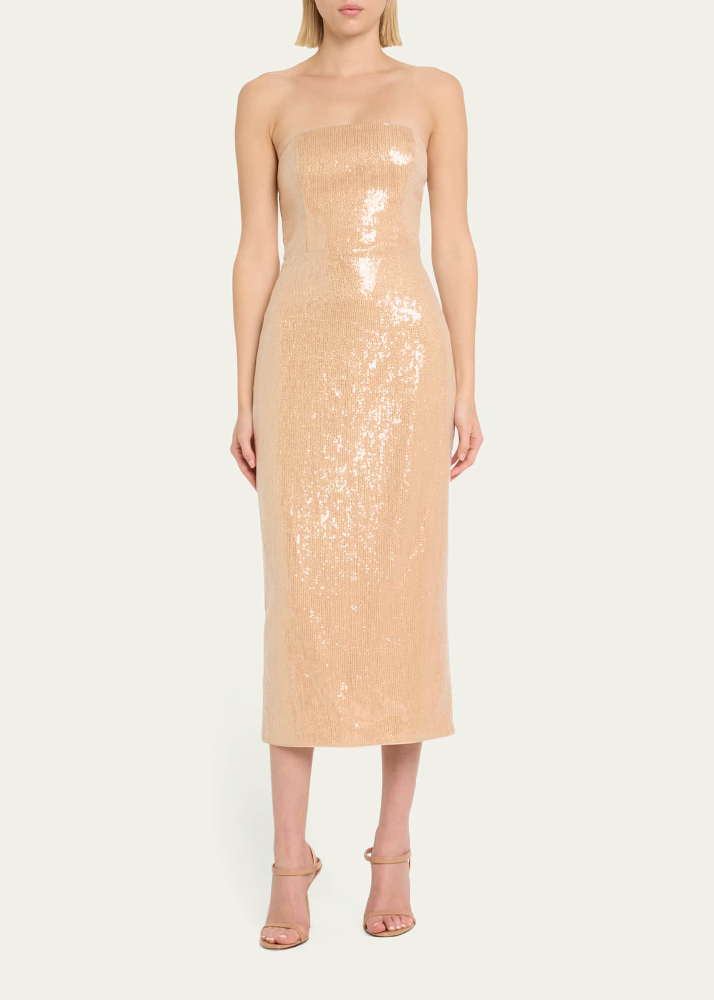 Milly Kait Strapless Sequin Bodycon Midi Dress Bergdorf Goodman