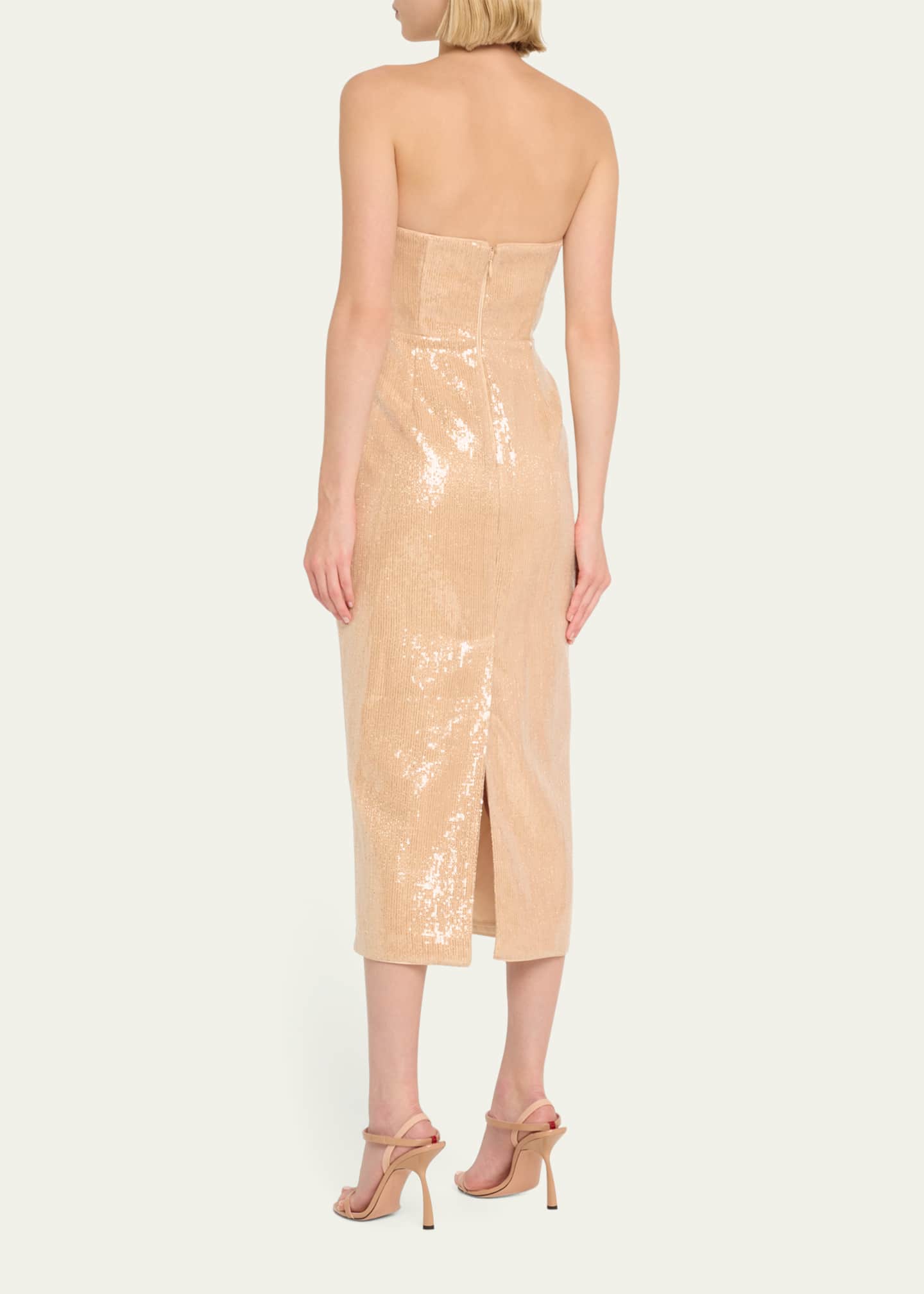 Milly Kait Strapless Sequin Bodycon Midi Dress Bergdorf Goodman