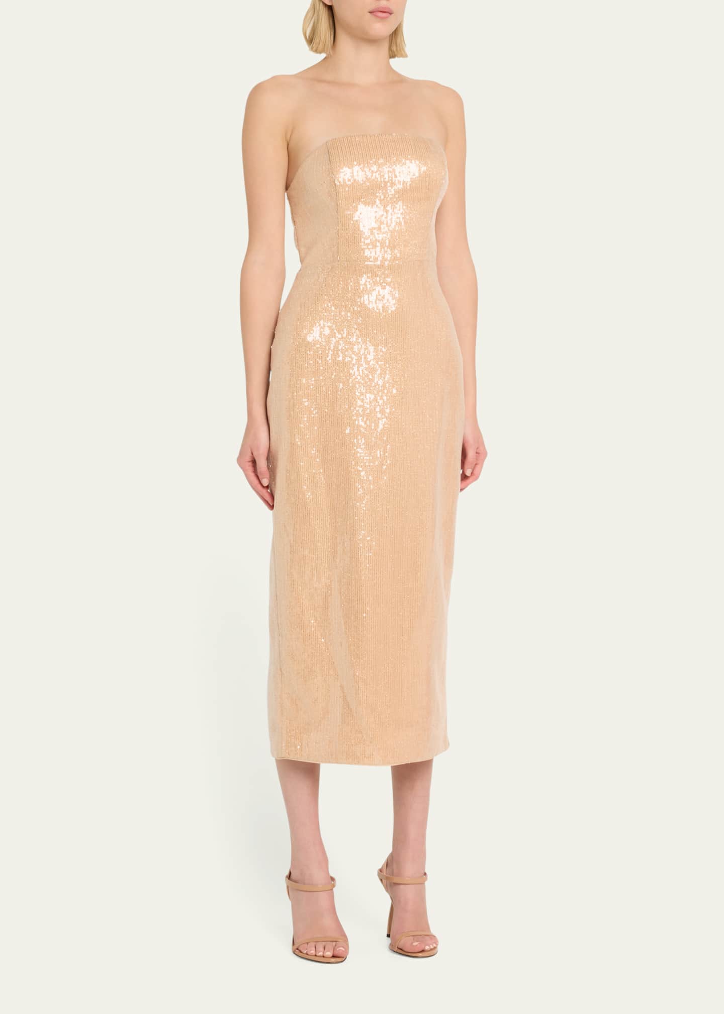 Milly Kait Strapless Sequin Bodycon Midi Dress Bergdorf Goodman