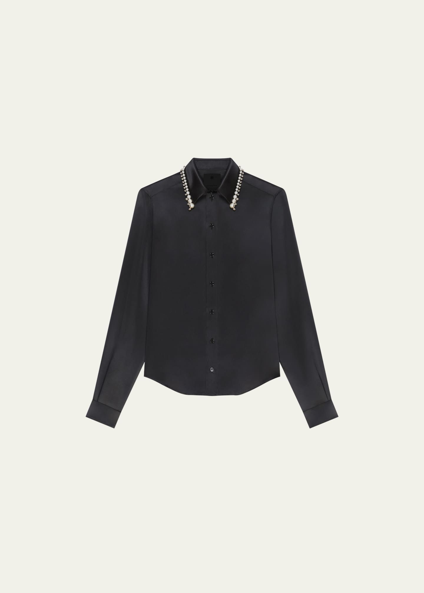 Givenchy Silk Button Down Blouse with Pearl Collar Bergdorf Goodman