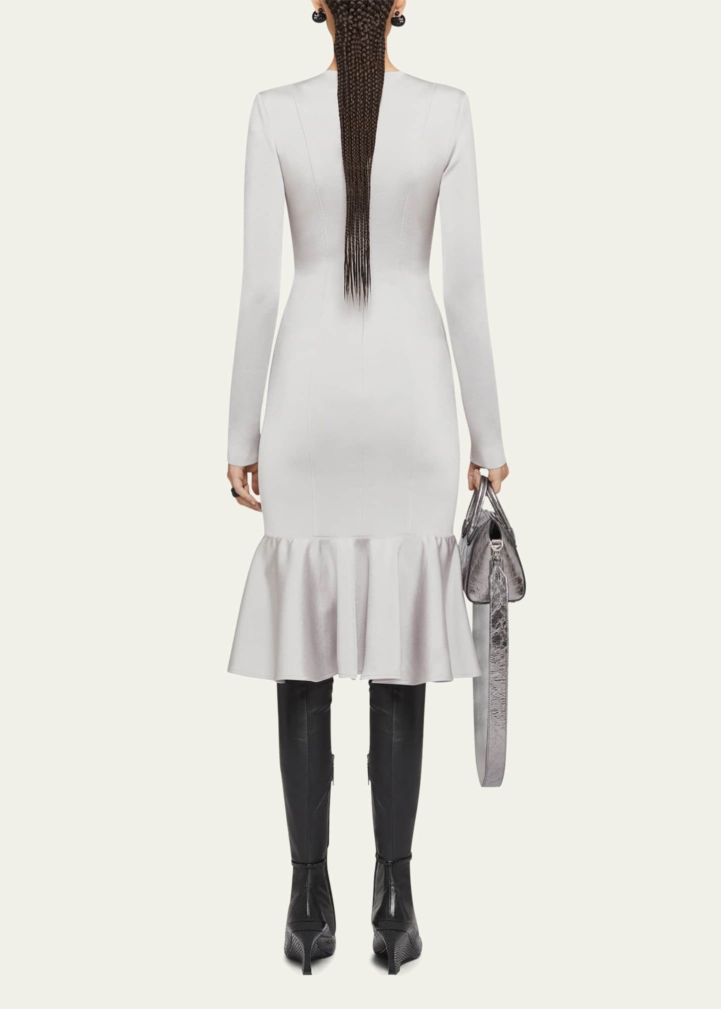 Givenchy Cutouts And Crystal Ring Flounce Hem Midi Dress - Bergdorf Goodman