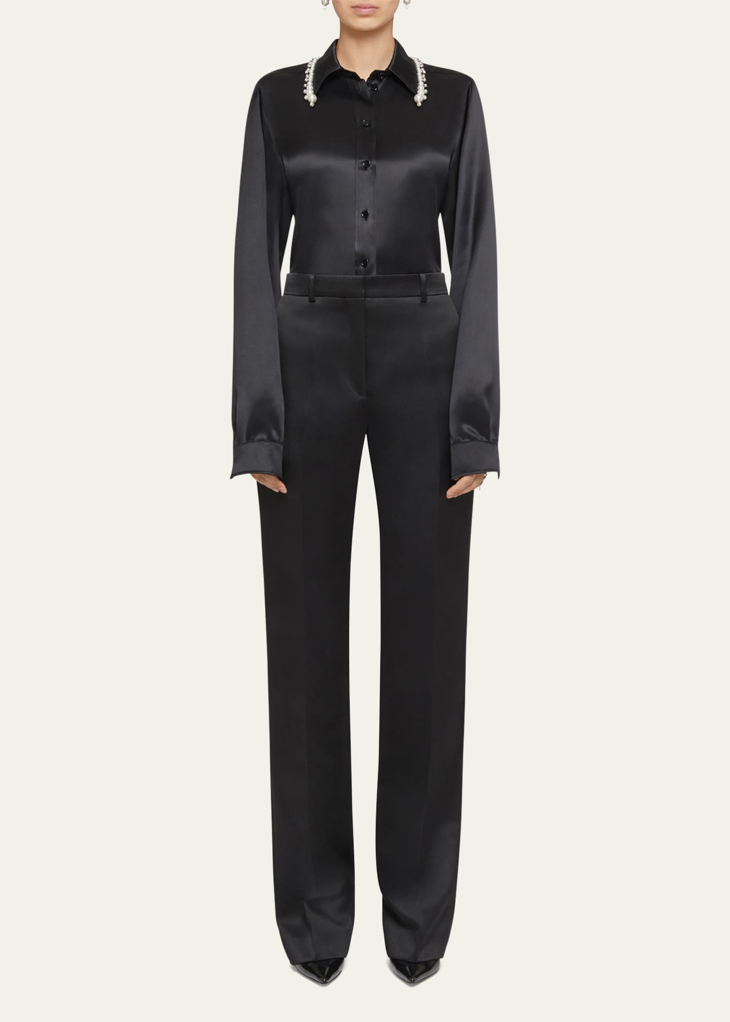 Givenchy Satin Straight Leg Pants - Bergdorf Goodman