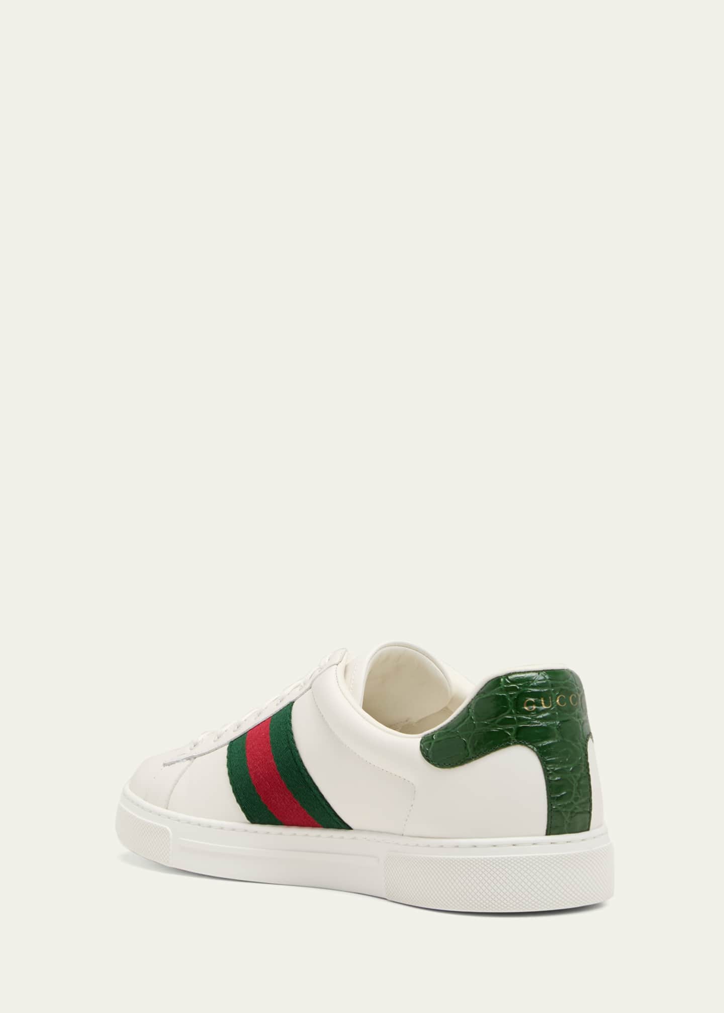 Gucci Men's Ace Leather Web Low-Top Sneakers Image 4 of 5