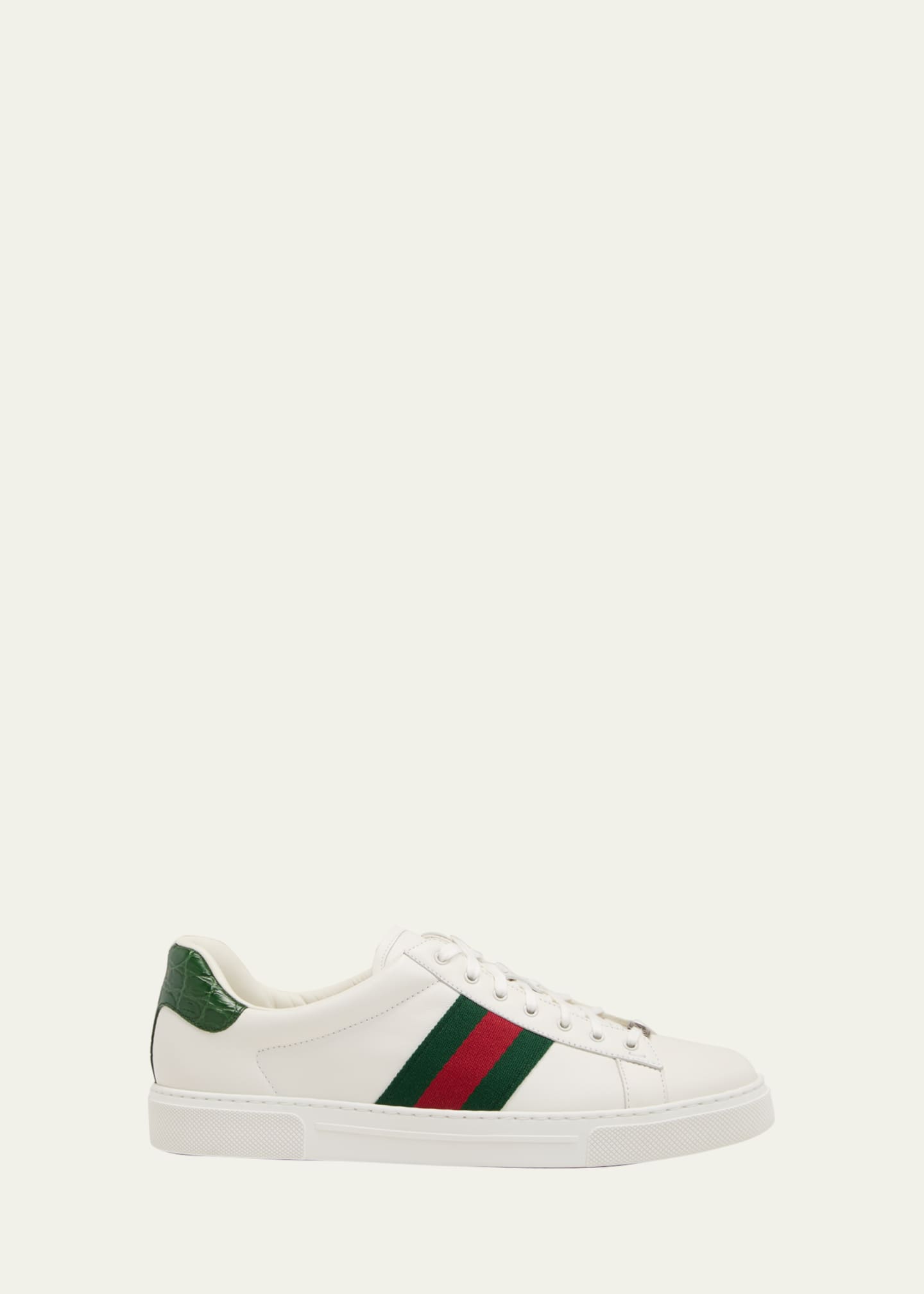 Gucci Men s Ace Leather Web Low Top Sneakers Bergdorf Goodman