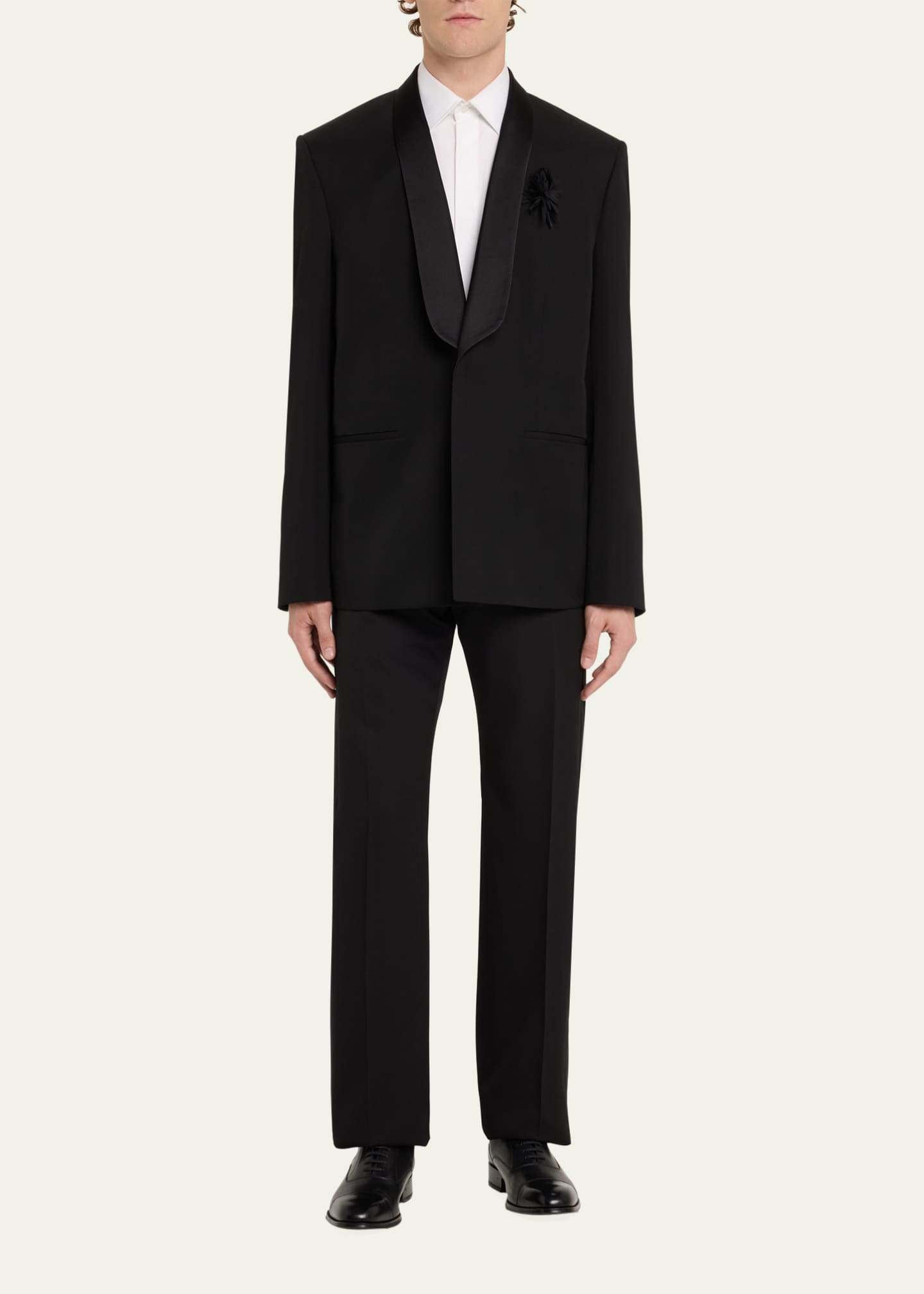 Men'S Ivory ~ Cream ~ Off / Black Lapel White Shawl Collar Dinner Jacket / Blazer Black Trouser Fashion Tuxedo For Men