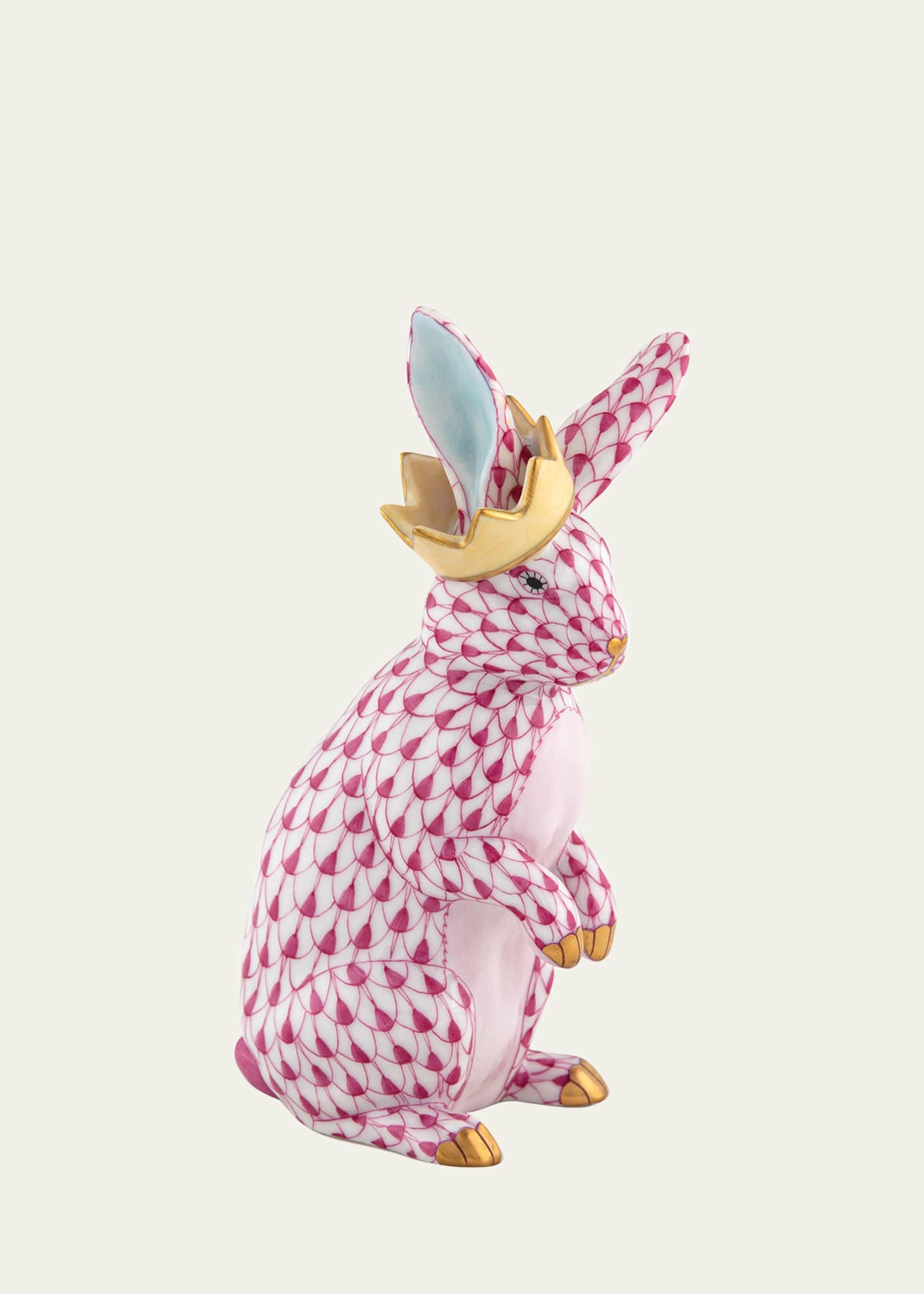Herend Bunny with Crown Figurine