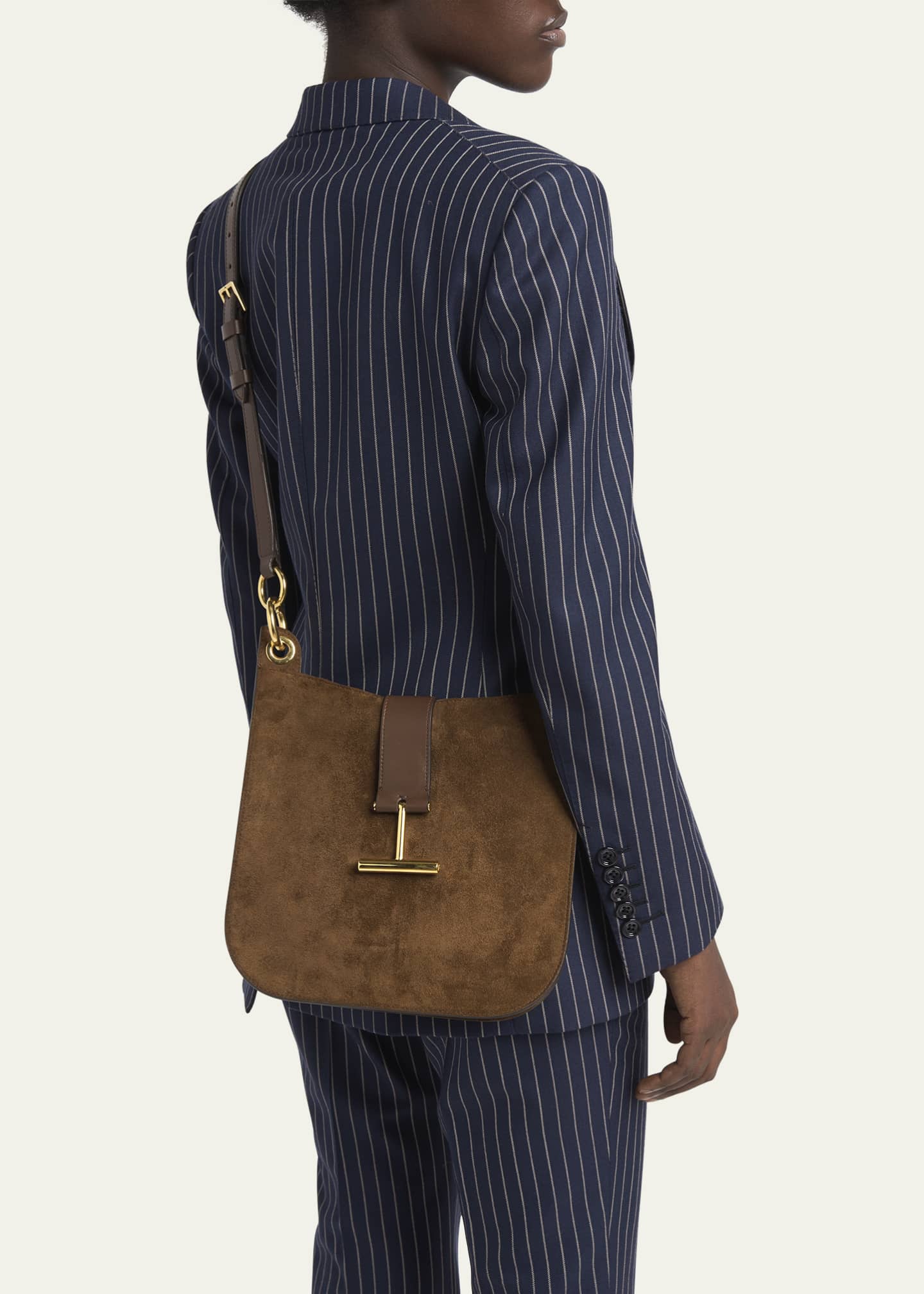 TOM FORD Tara Small Hobo Crossbody in Suede Image 2 of 5