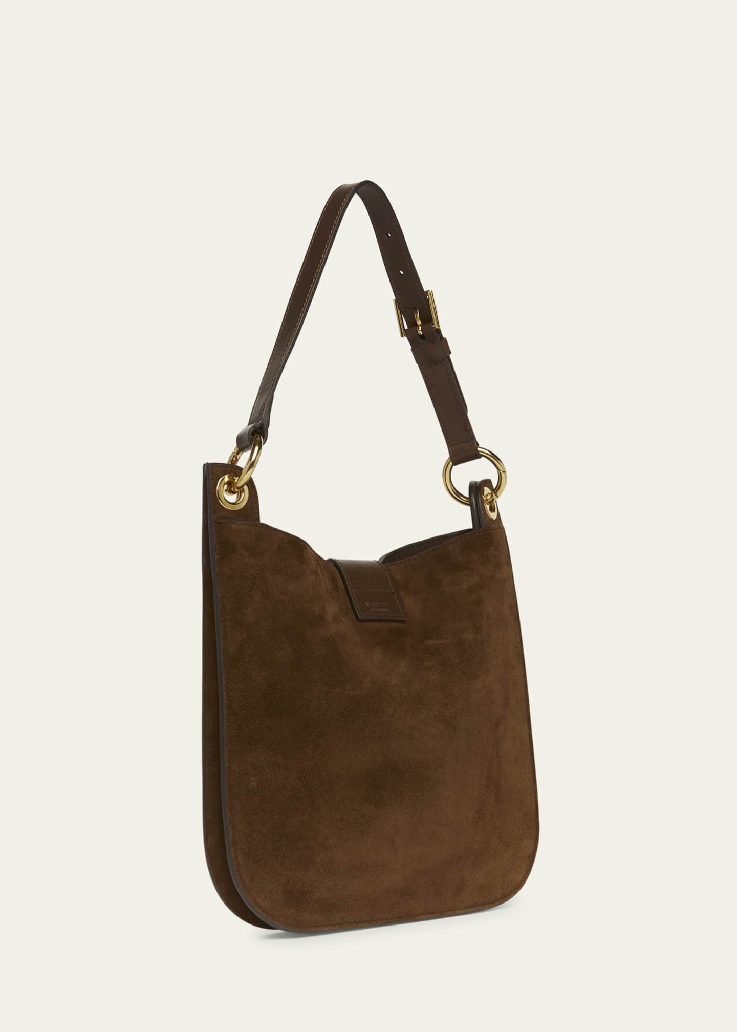 TOM FORD Tara Small Hobo Crossbody in Suede Image 3 of 5
