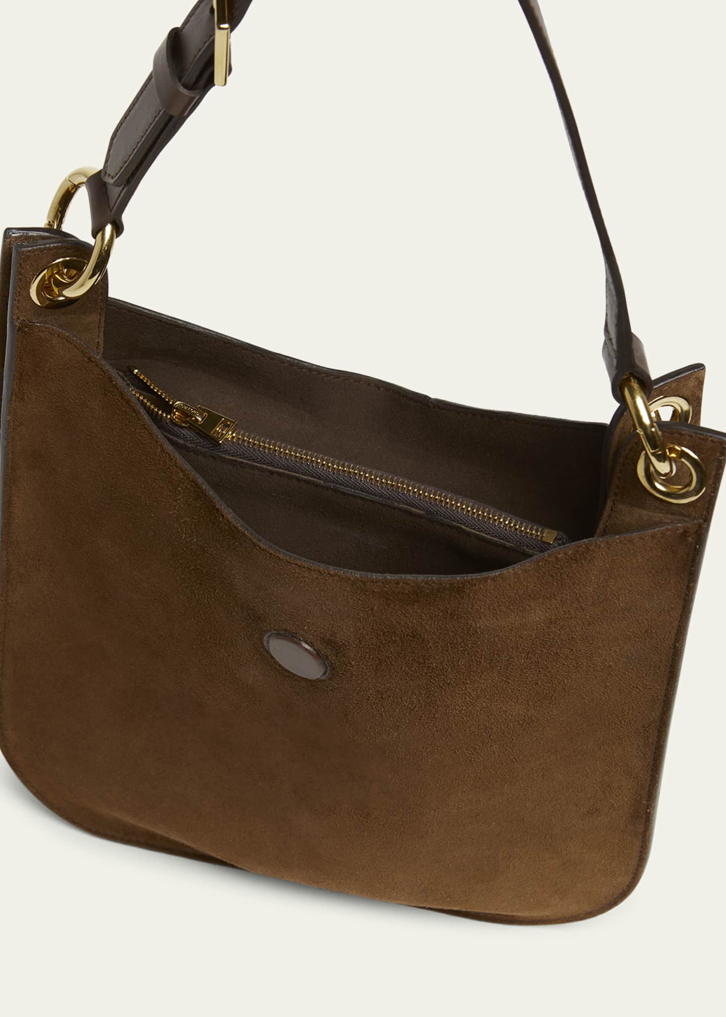 TOM FORD Tara Small Hobo Crossbody in Suede Image 4 of 5