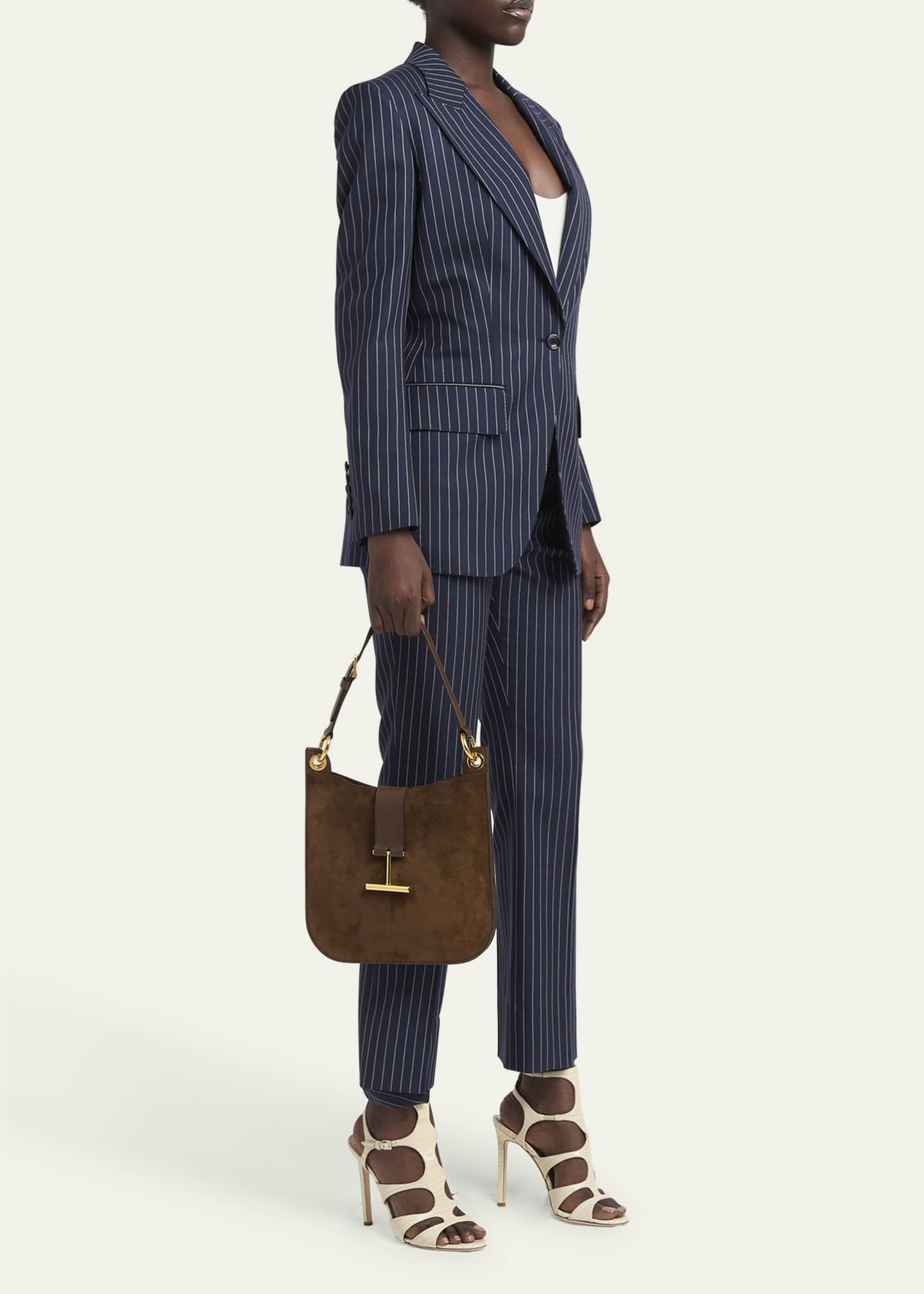 TOM FORD Tara Small Hobo Crossbody in Suede Image 5 of 5