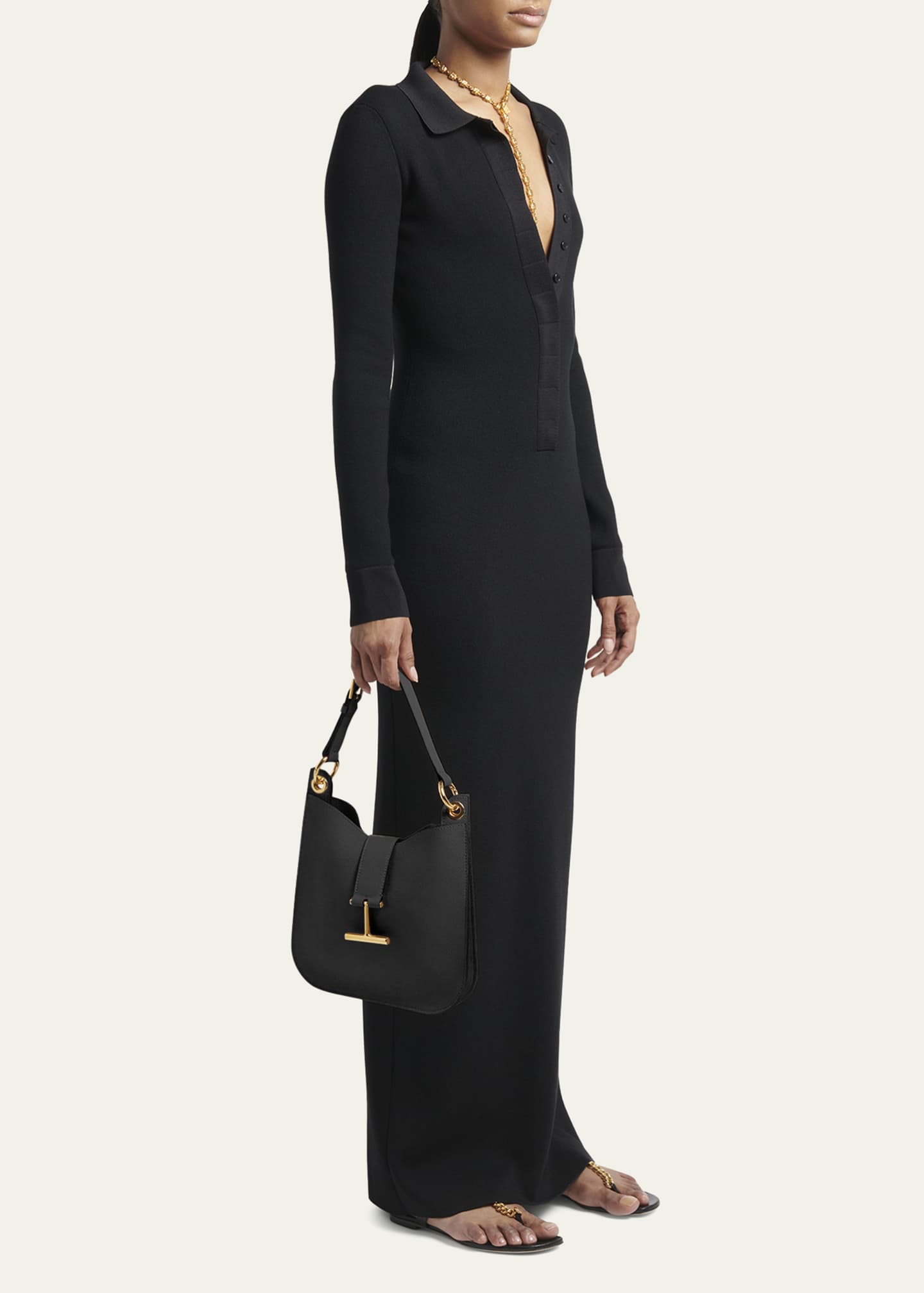 TOM FORD Tara Small Hobo Crossbody in Grained Leather Image 6 of 6