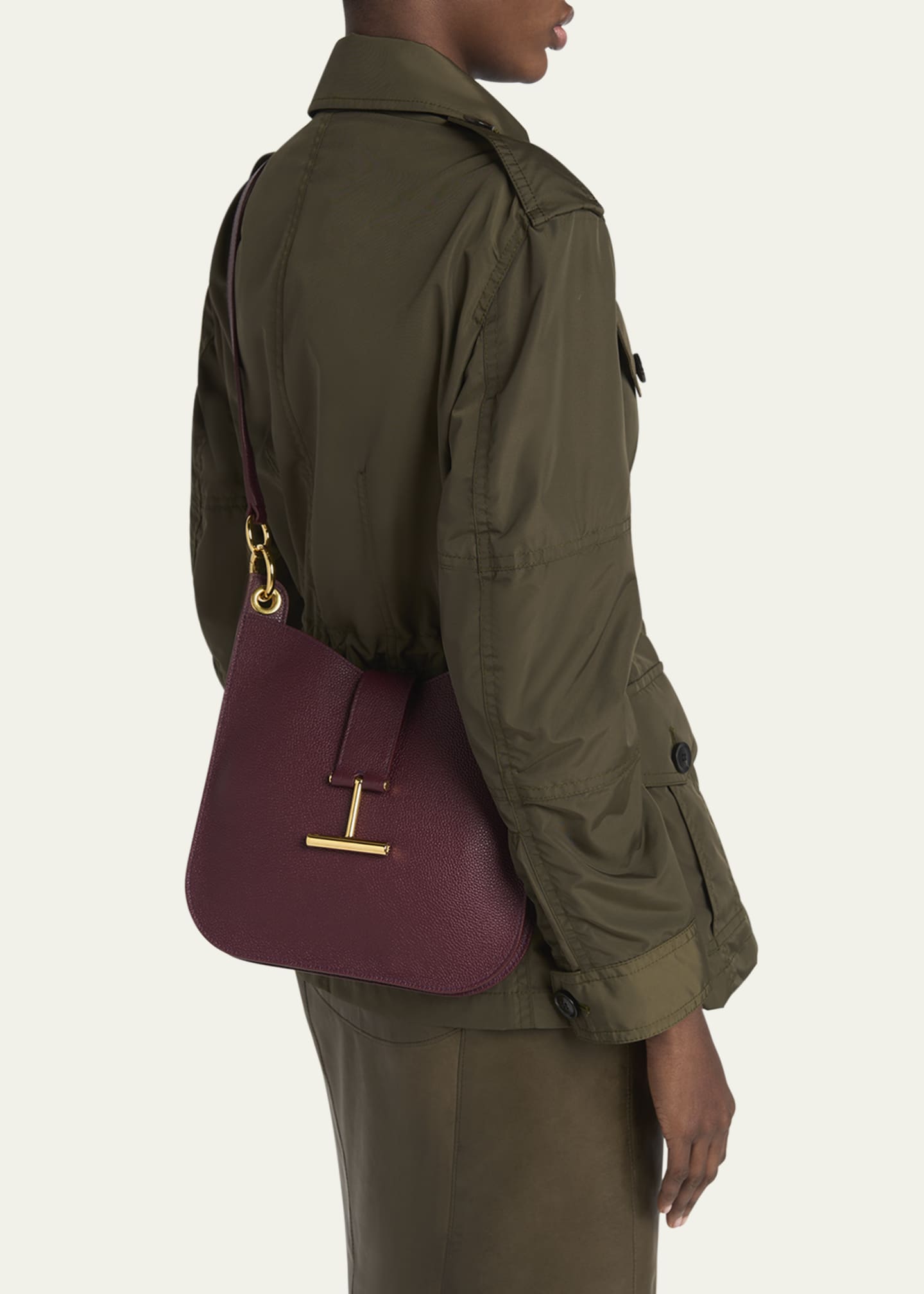 TOM FORD Tara Small Hobo Crossbody in Grained Leather Image 2 of 6