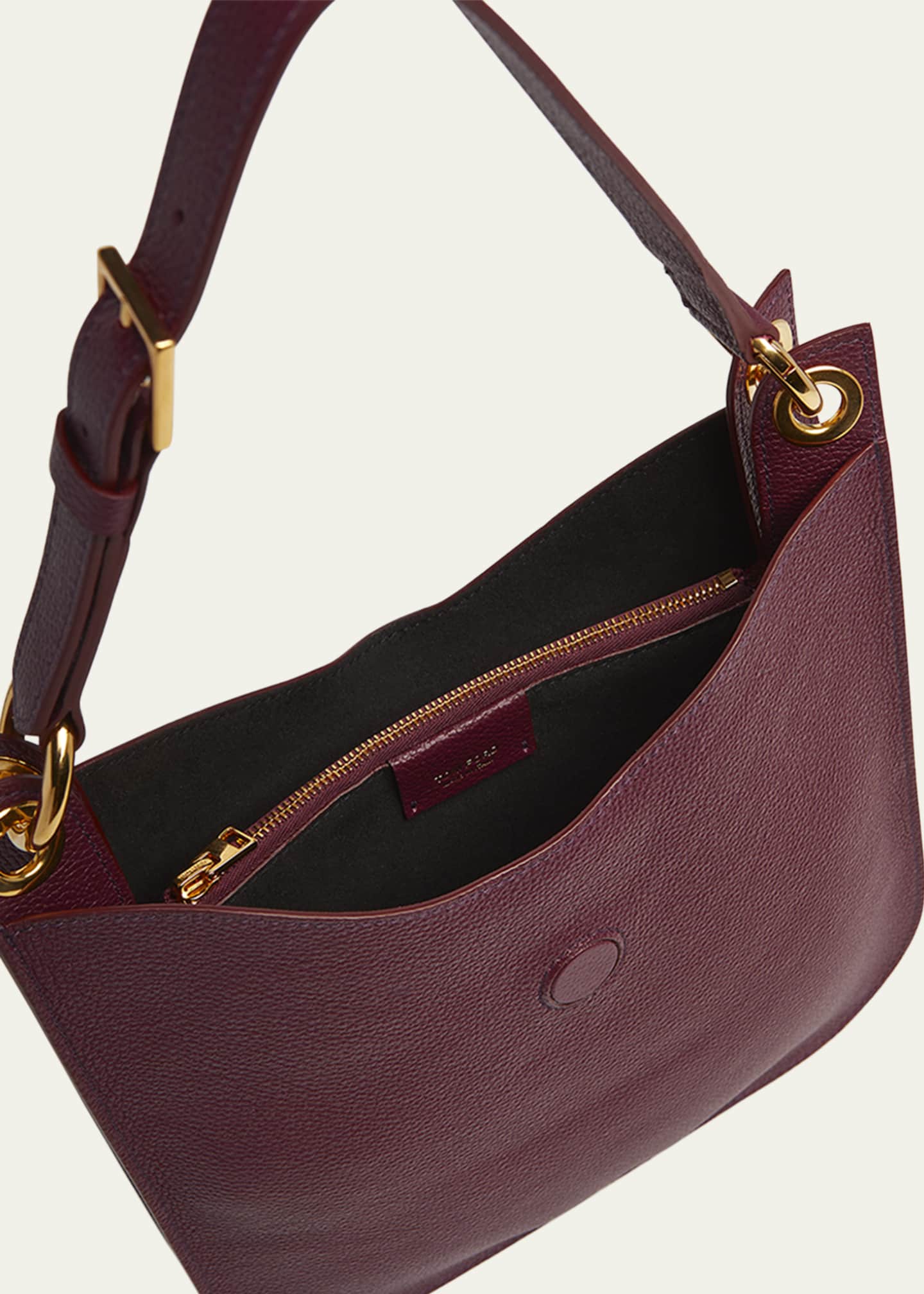 TOM FORD Tara Small Hobo Crossbody in Grained Leather Image 4 of 6