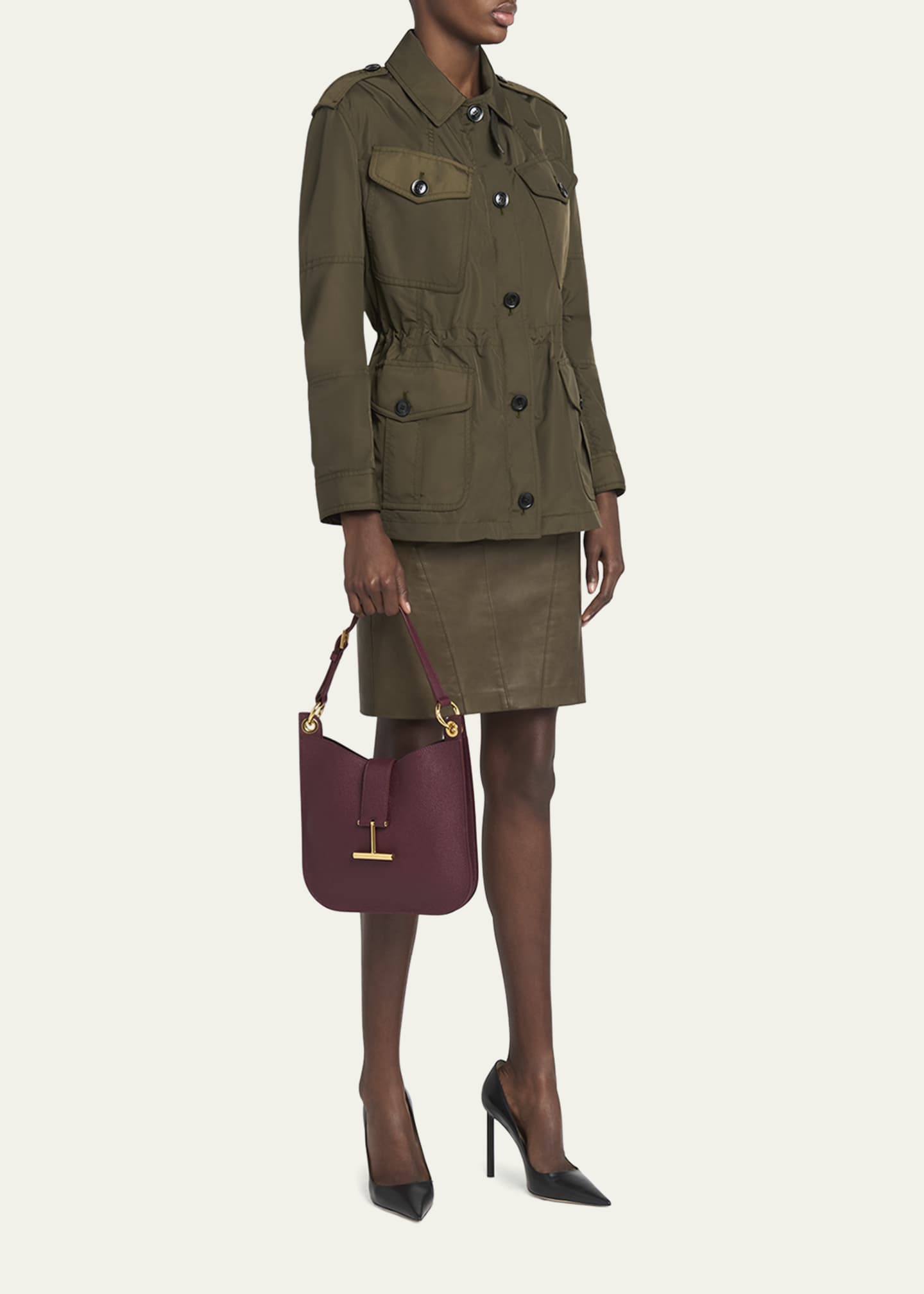 TOM FORD Tara Small Hobo Crossbody in Grained Leather Image 5 of 6
