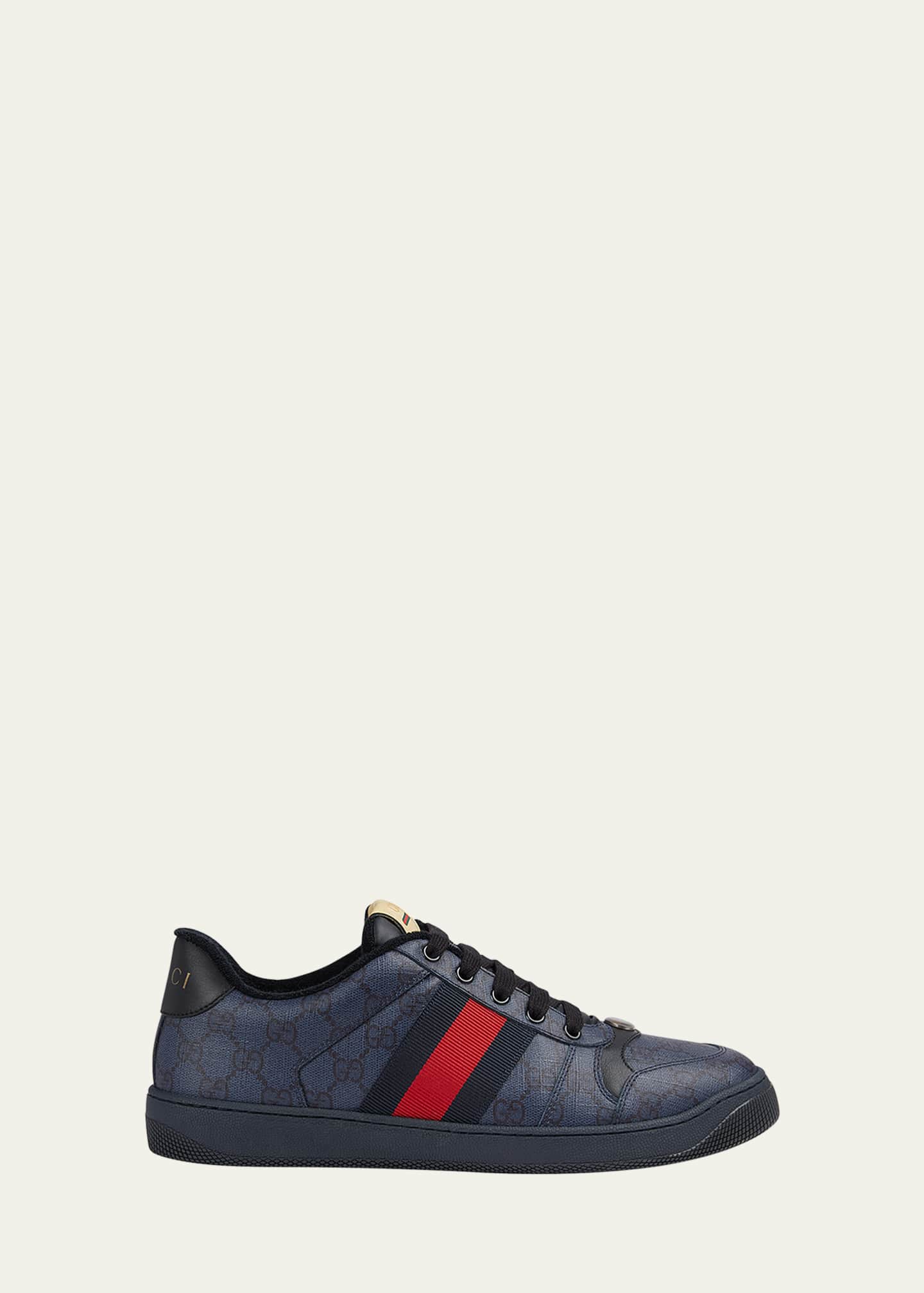 Gucci Men's Screener GG Canvas Low-Top Sneakers with Web Image 1 of 2