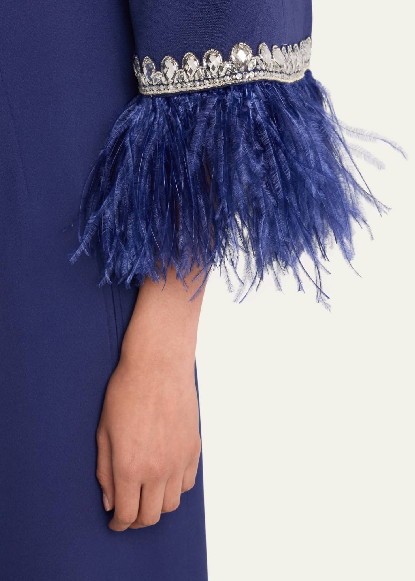 Andrew Gn Crystal Belted Feather Trimmed Wide Leg Jumpsuit - Bergdorf ...