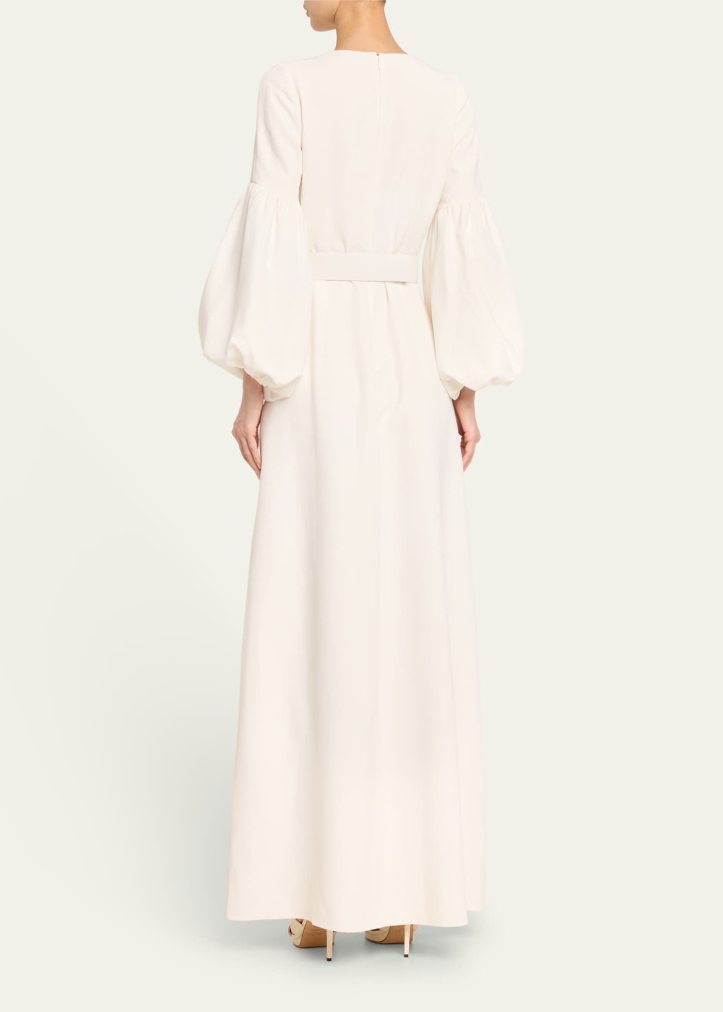 Andrew Gn Puff-Sleeve Belted Gown - Bergdorf Goodman
