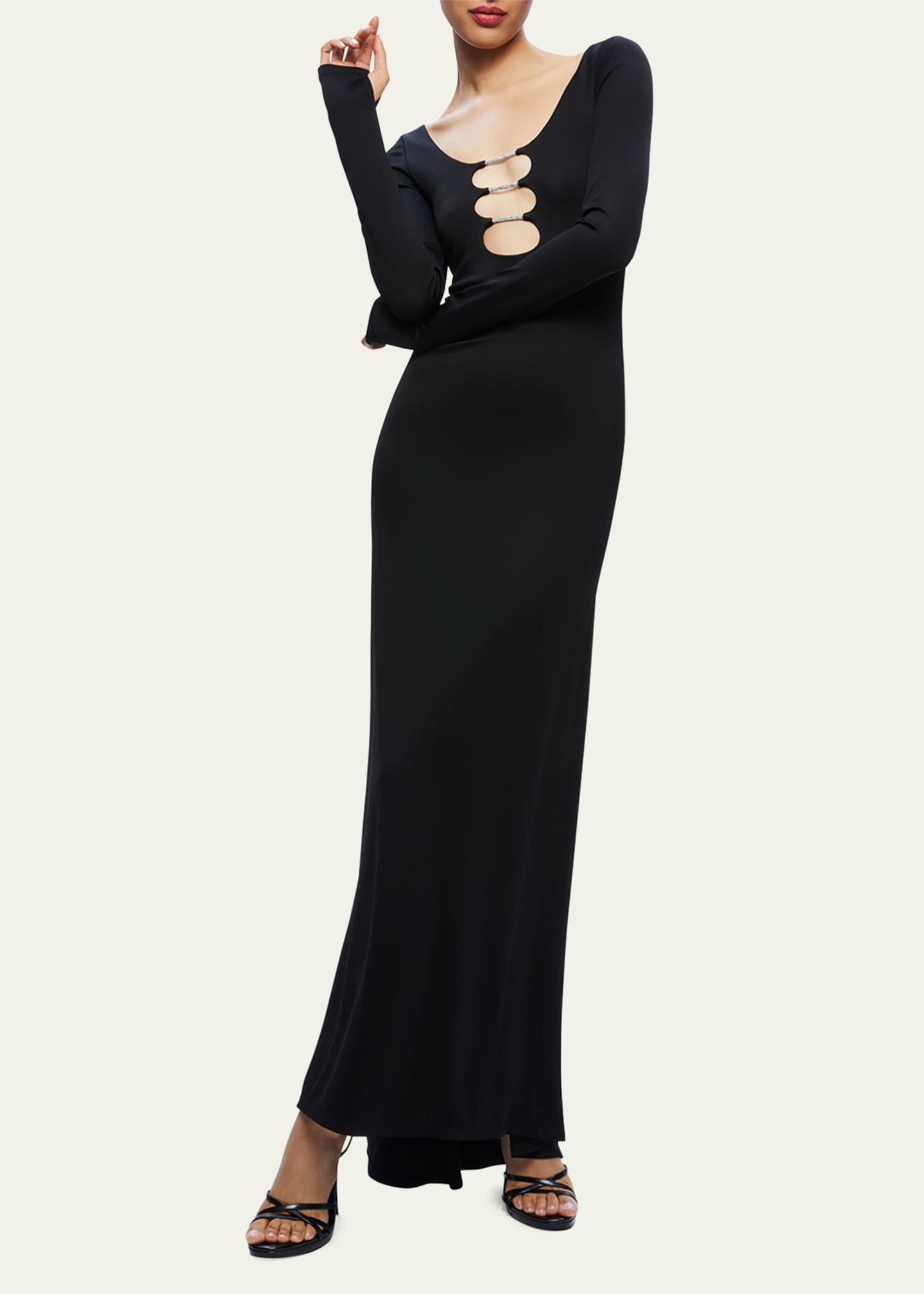 Alice + Olivia Kalena Scoop-Neck Long-Sleeve Cutout Maxi Dress - Bergdorf Goodman