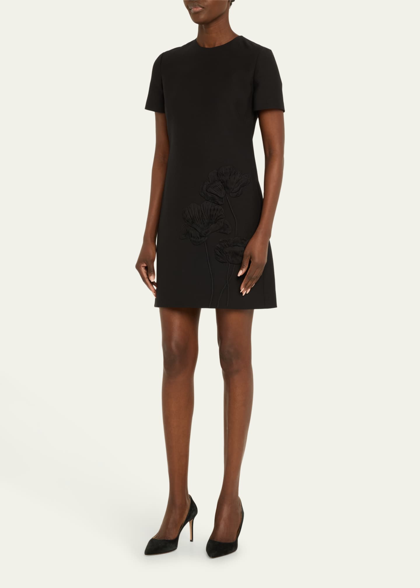 Valentino Garavani Floral Embroidered Wool Mini Dress Bergdorf