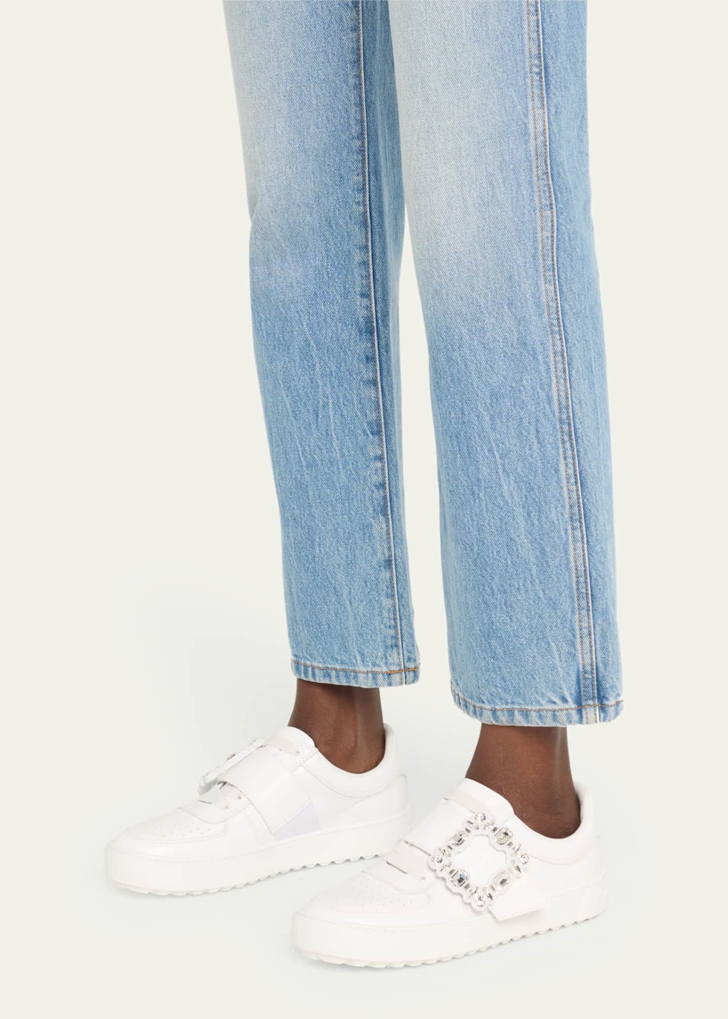 Roger Vivier Very Vivier Leather Crystal Buckle Sneakers Bergdorf Goodman