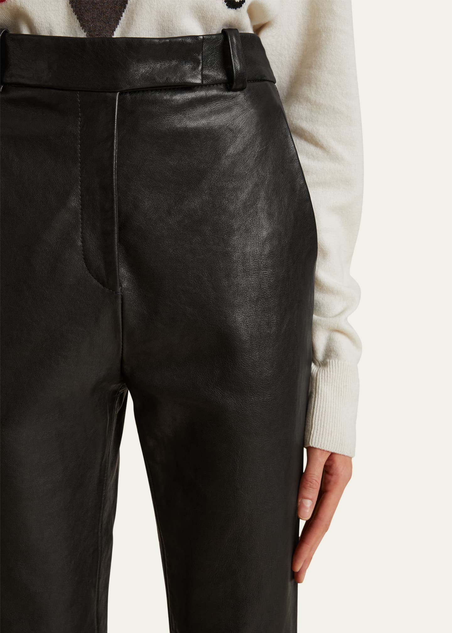 Khaite Emile Straight Leg Leather Pants - Bergdorf Goodman