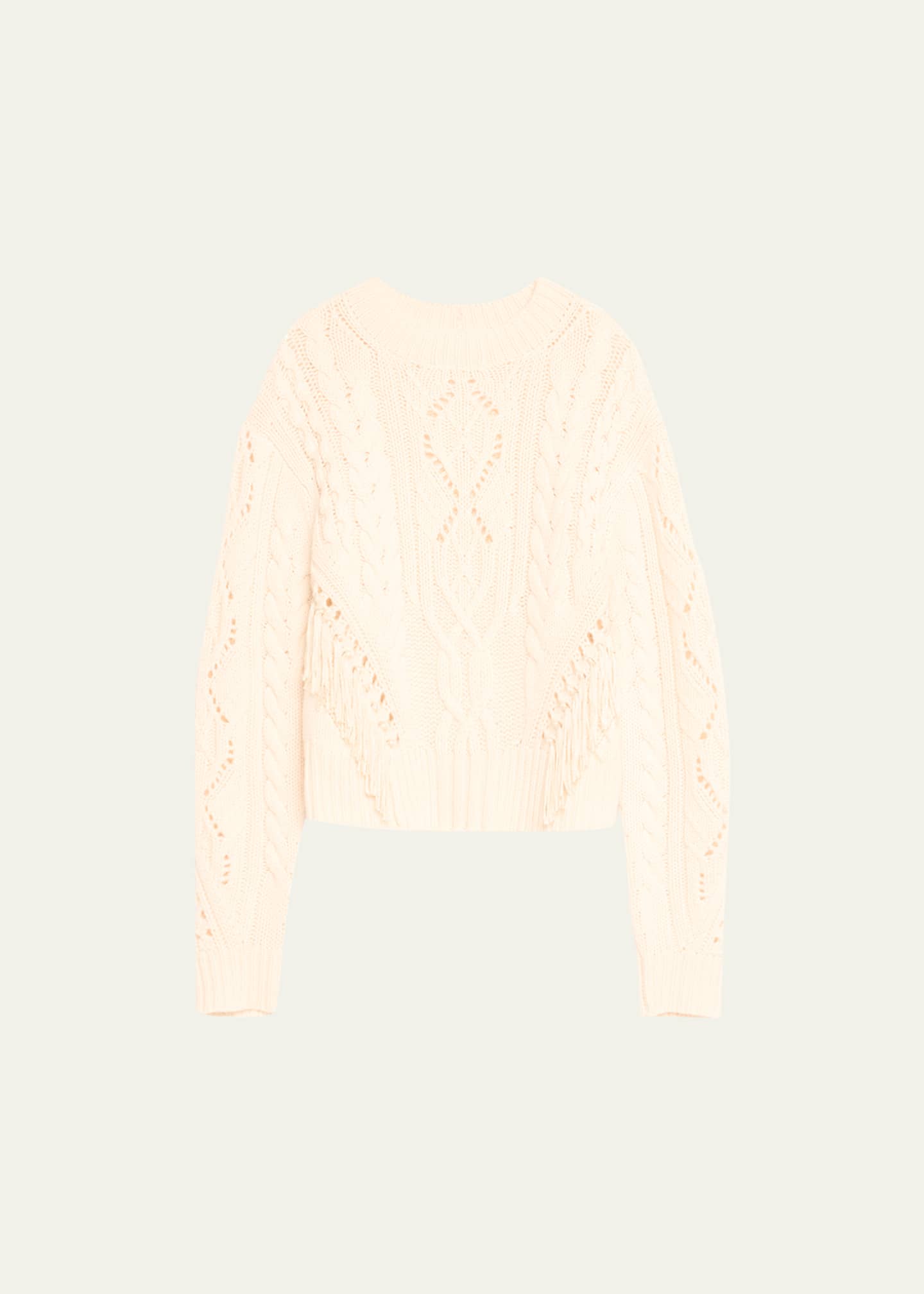Vince Wool Fringe Trim Cable Knit Sweater Bergdorf Goodman