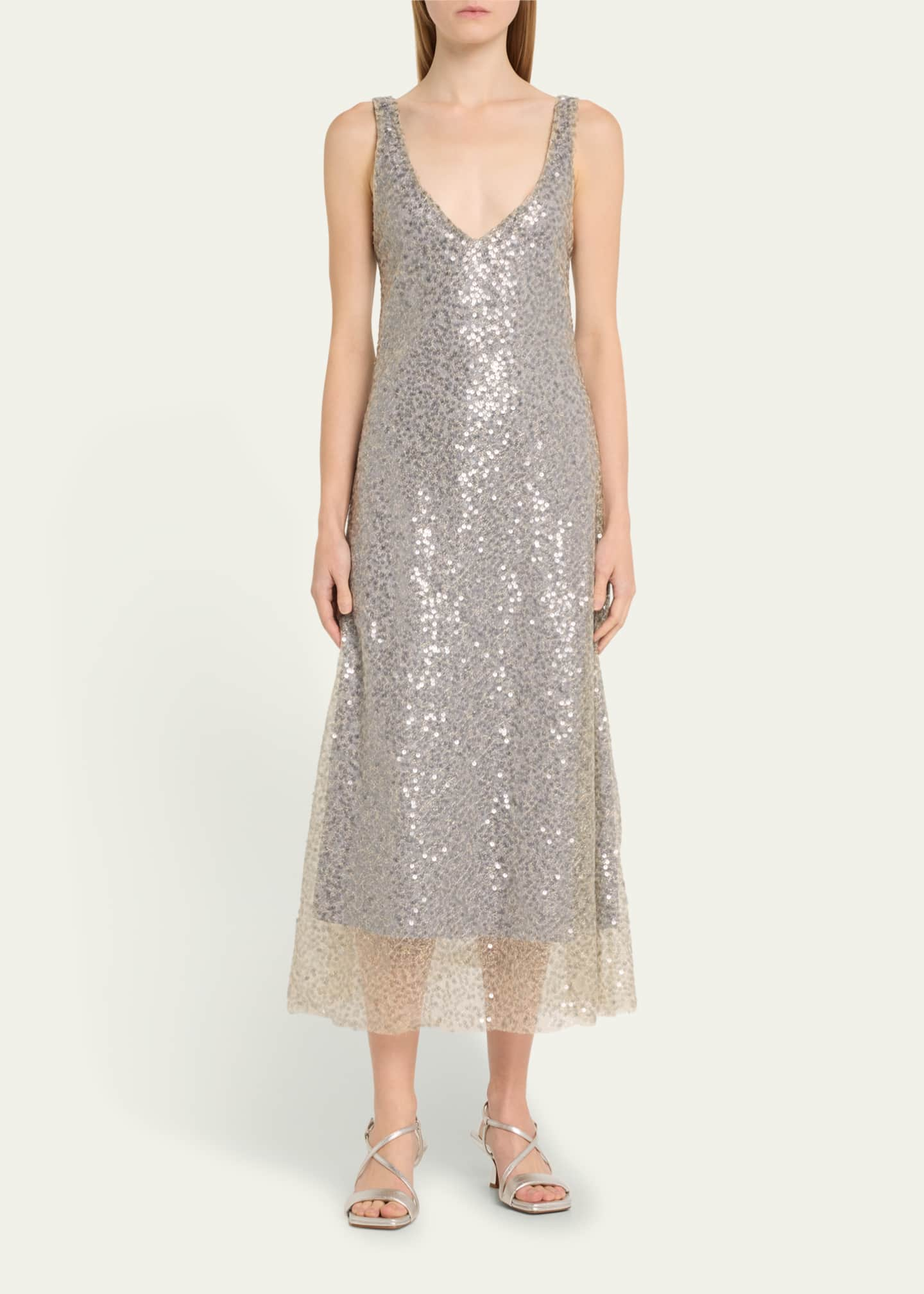 Vince Lucite Metallic Sequin Midi Slip Dress - Bergdorf Goodman