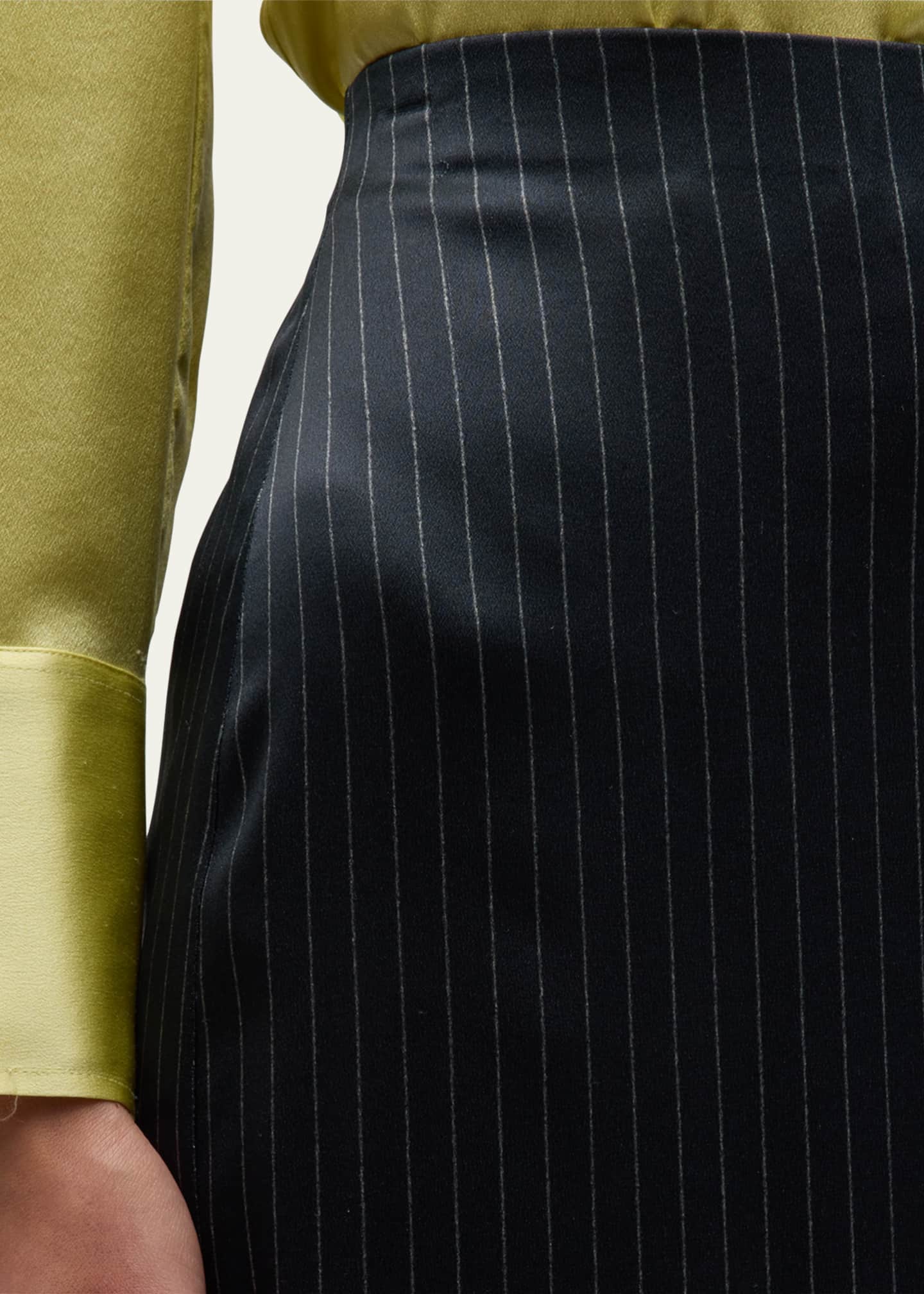 D Exterior Pinstripe Pencil Skirt Grey