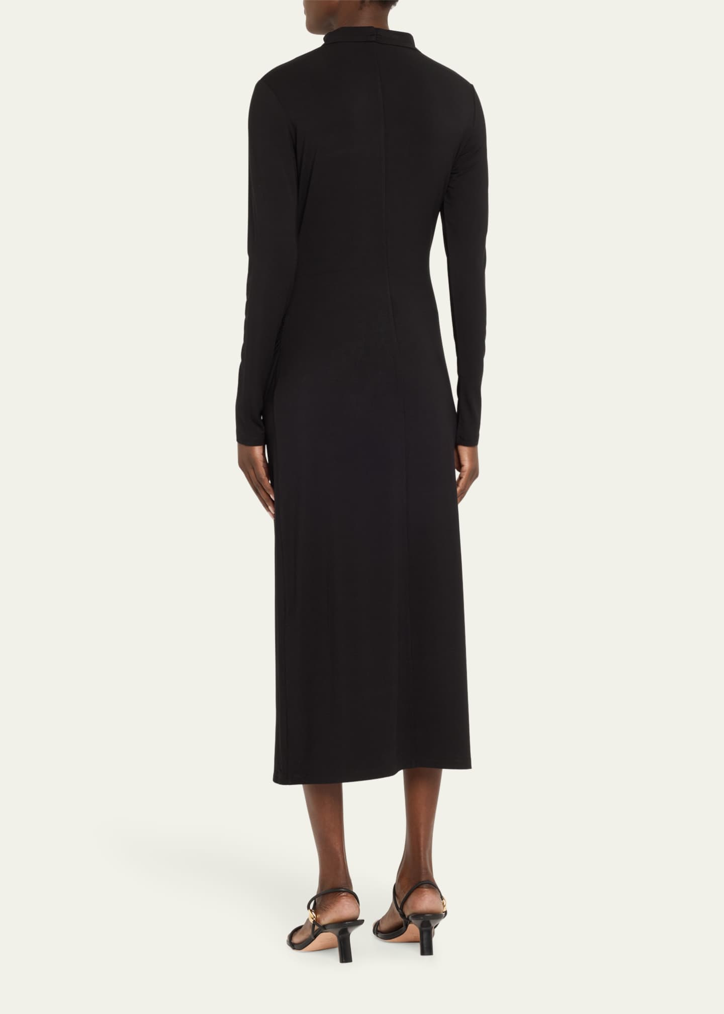 Vince Long-Sleeve Ruched TurtleNeck Midi Dress Image 3 of 5