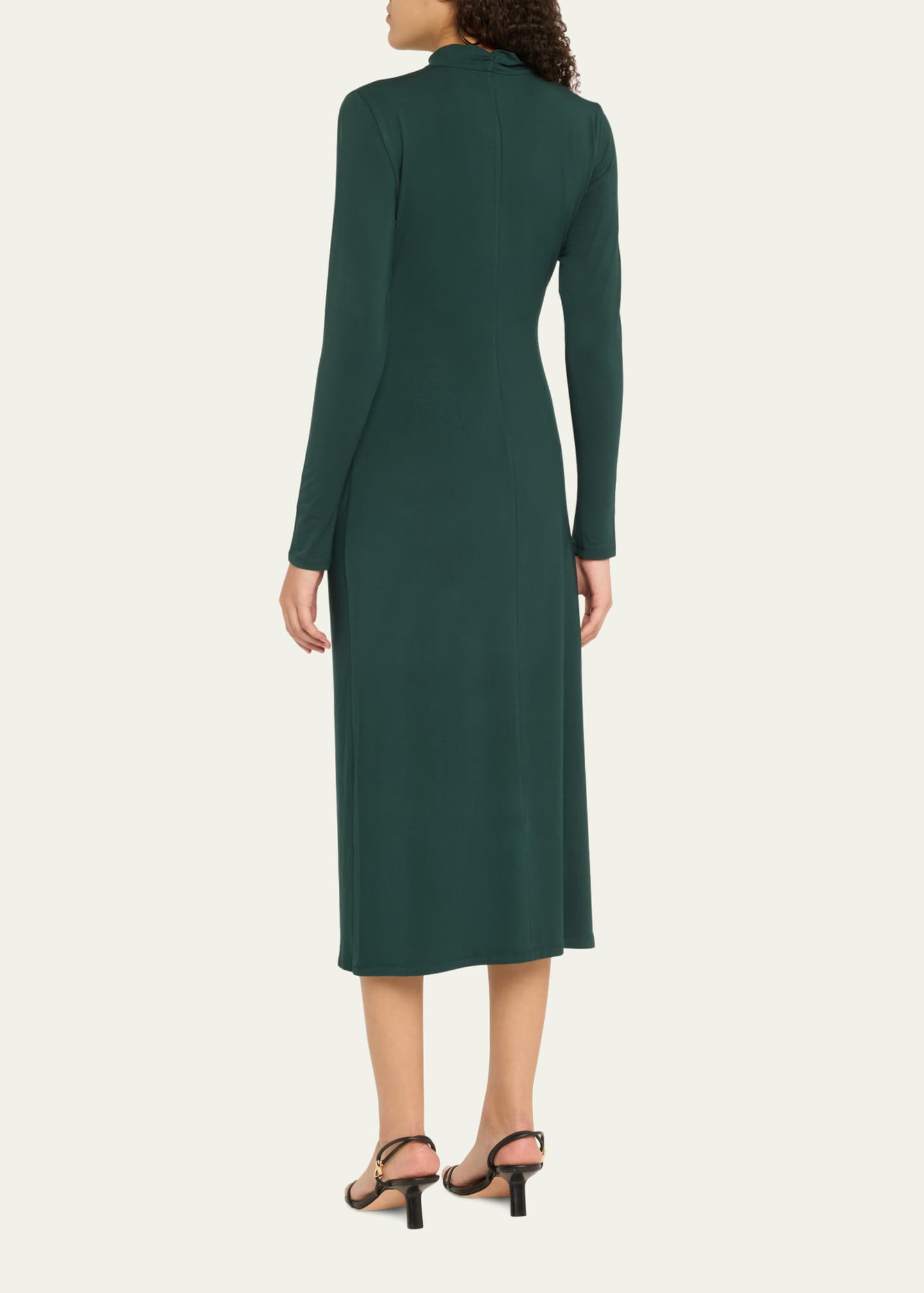 Vince Long-Sleeve Ruched TurtleNeck Midi Dress Image 3 of 5