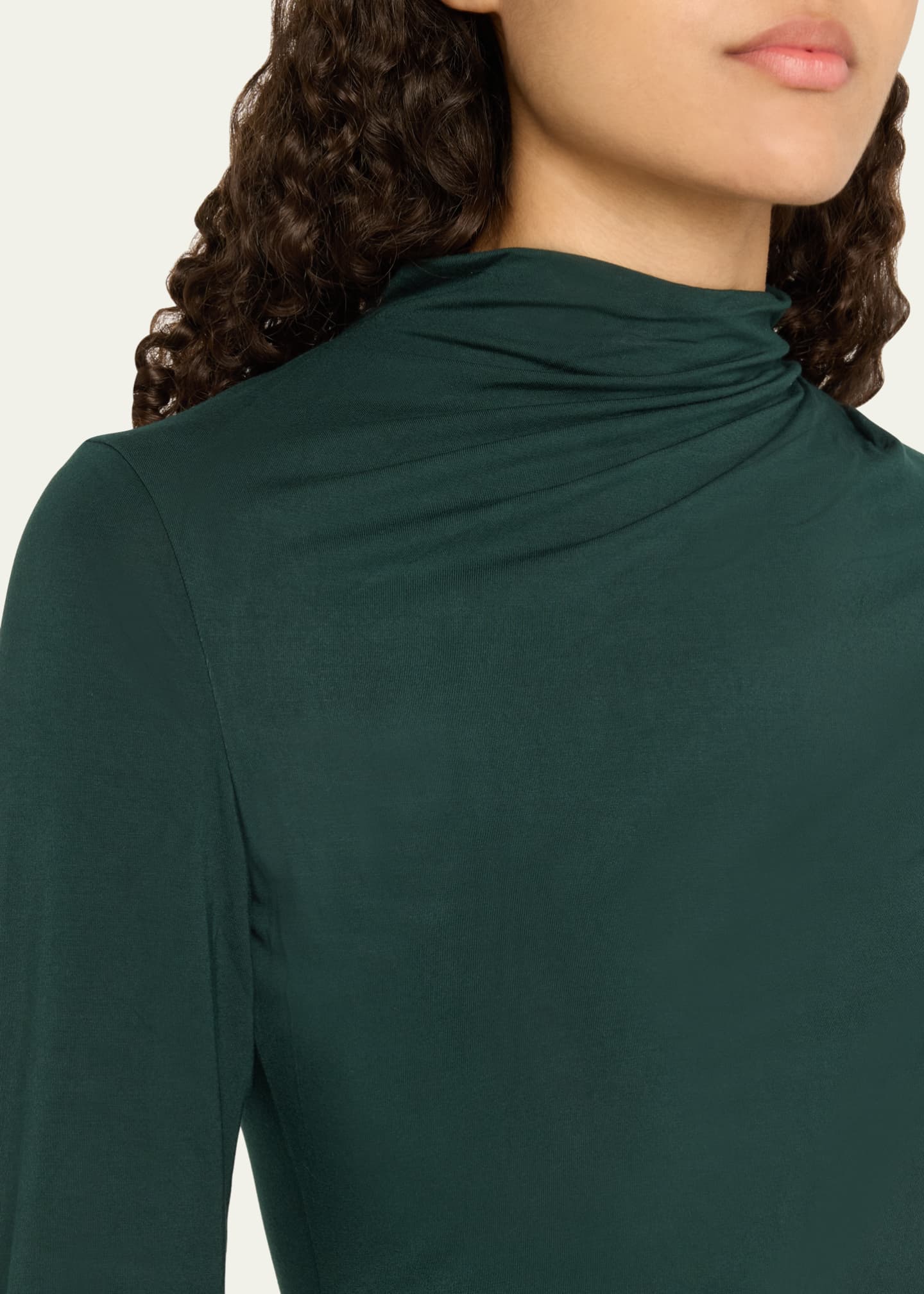 Vince Long-Sleeve Ruched TurtleNeck Midi Dress Image 5 of 5
