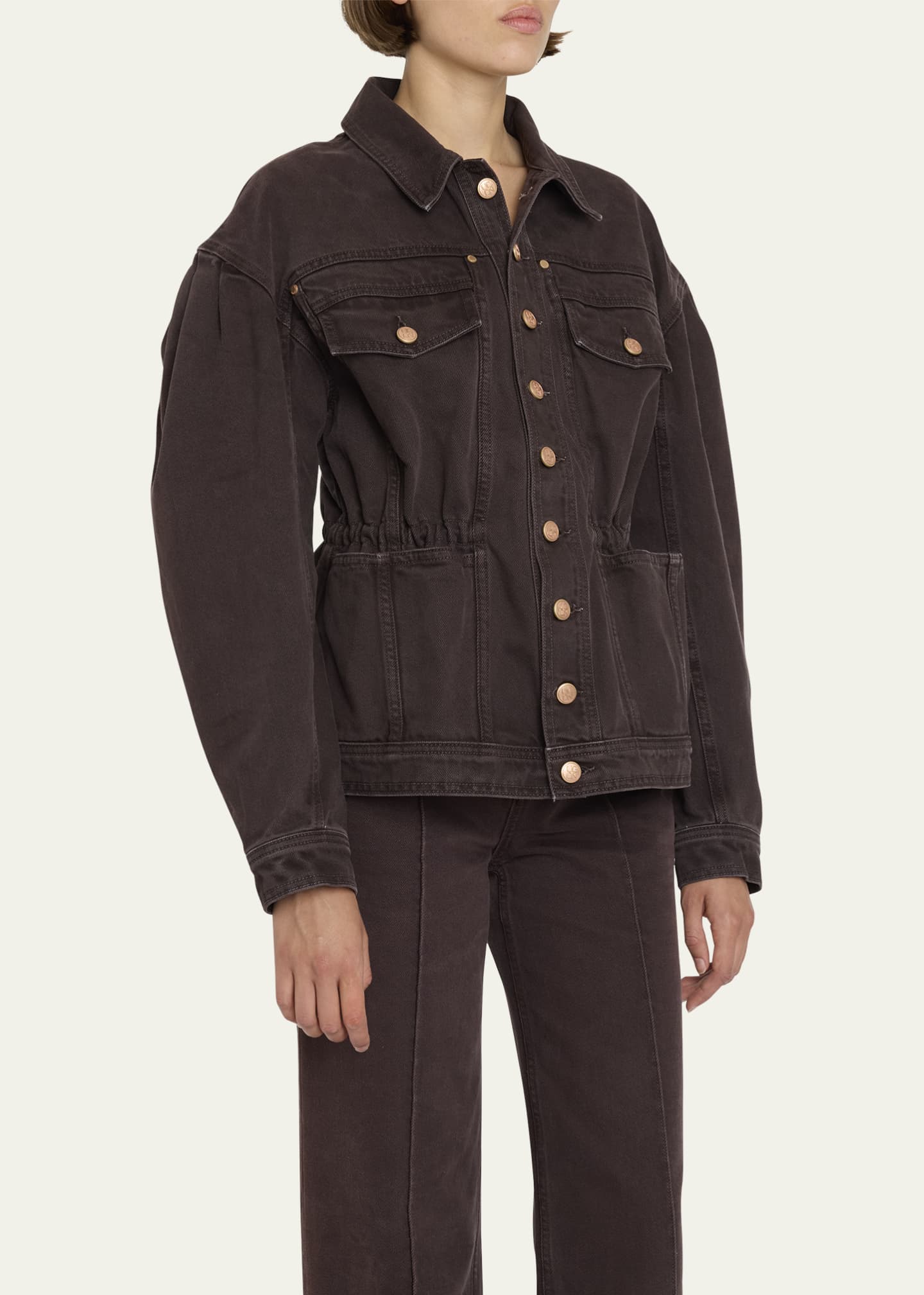 Cinched waist denim jacket outlet