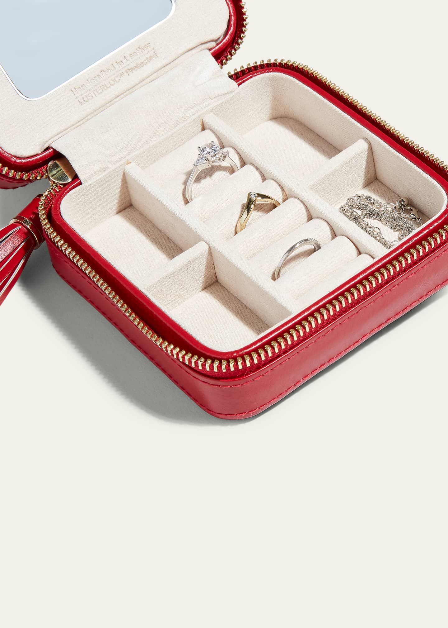 Wolf Designs Caroline Red Zip Travel Case Image 5 of 5