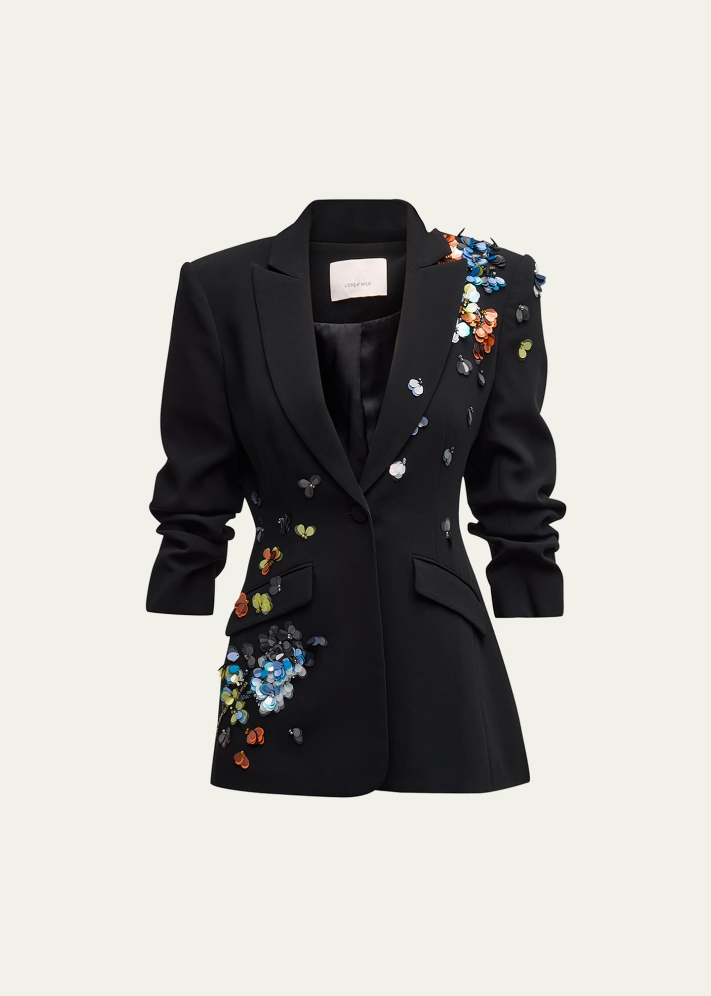 Cinq a Sept Cheyenne Sequin Flower Scrunched Blazer