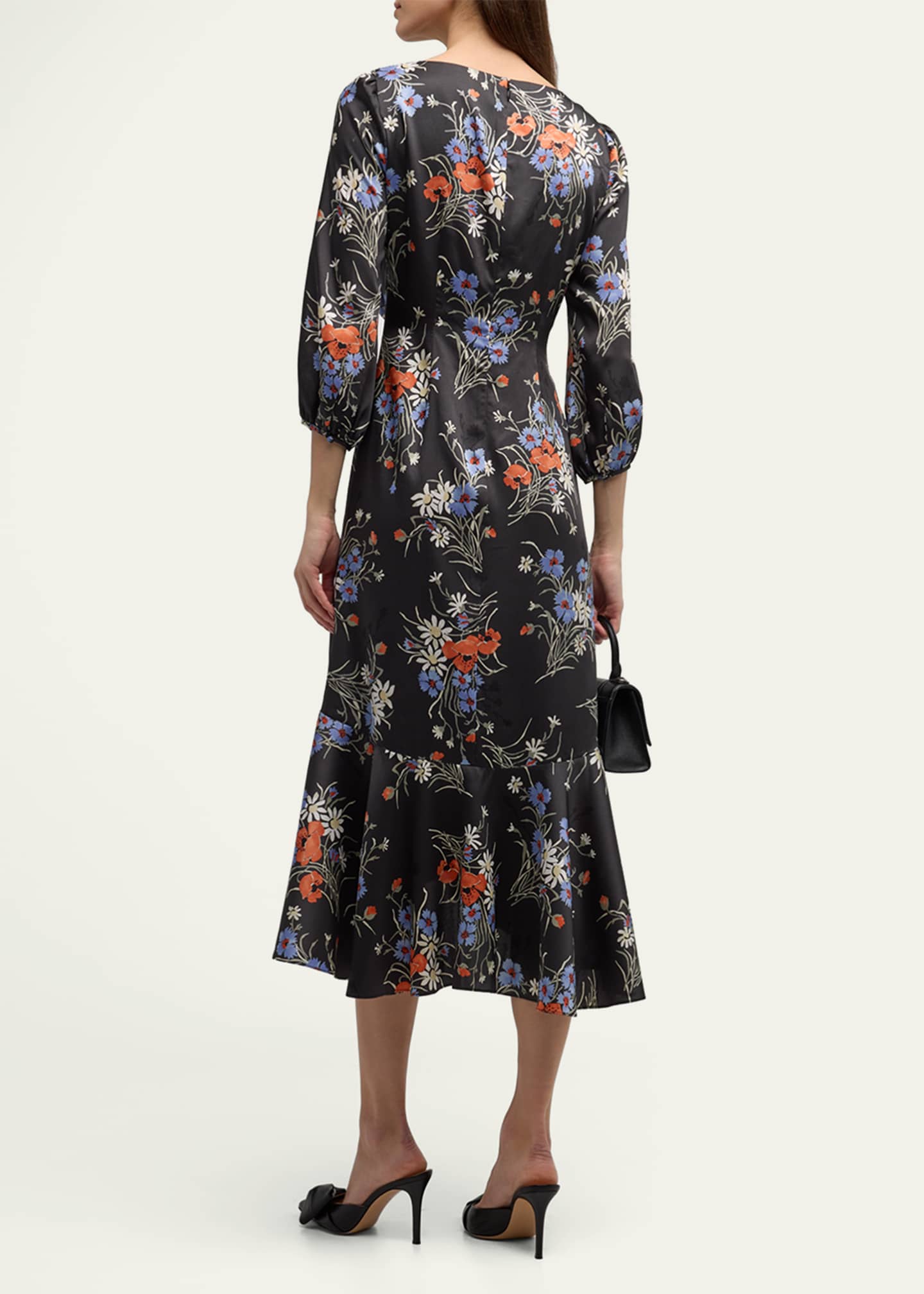 Cinq a Sept Walker Puff-Sleeve Floral Midi Dress - Bergdorf Goodman