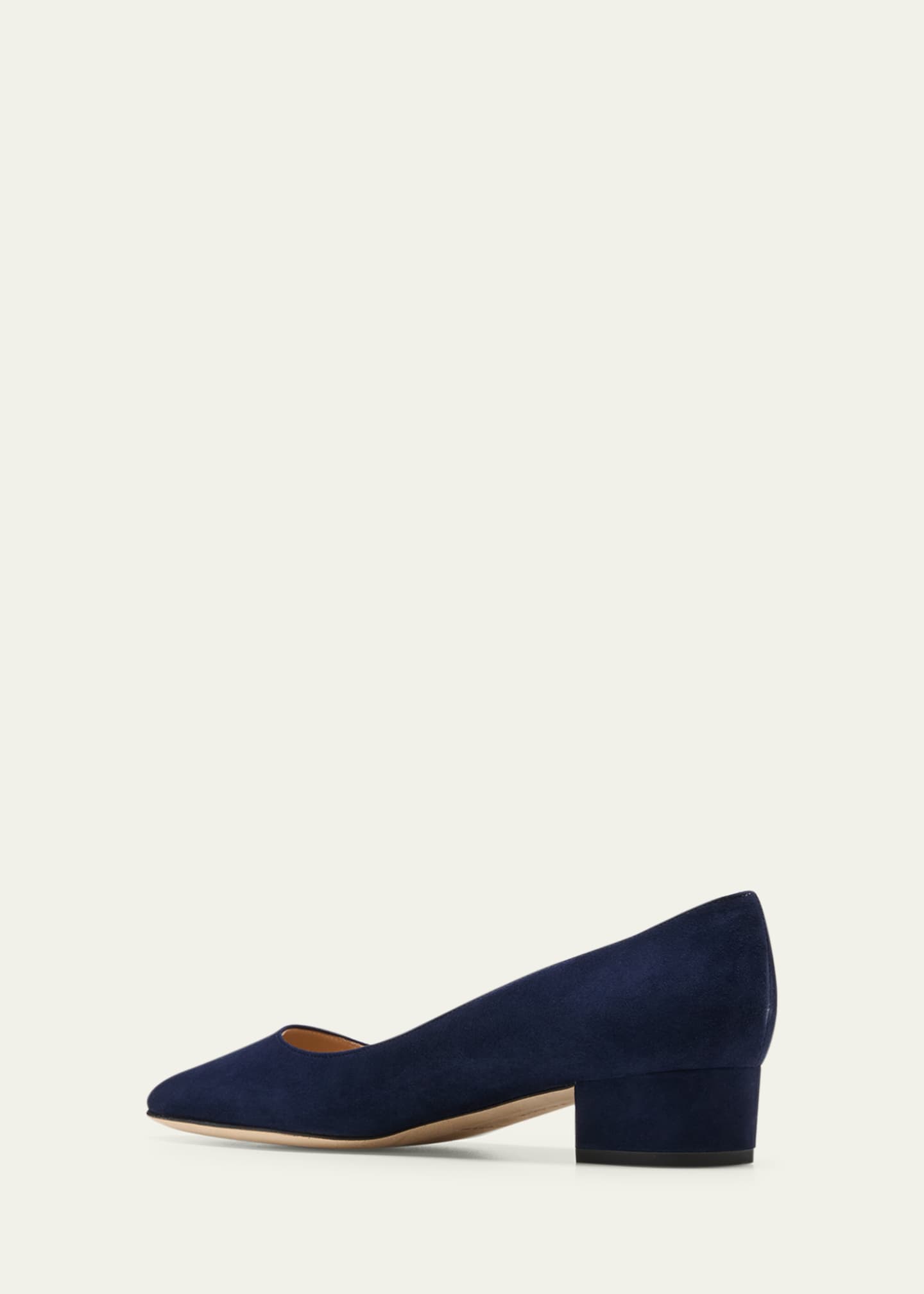 Manolo Blahnik Lista Suede Block-Heel Pumps Image 4 of 5