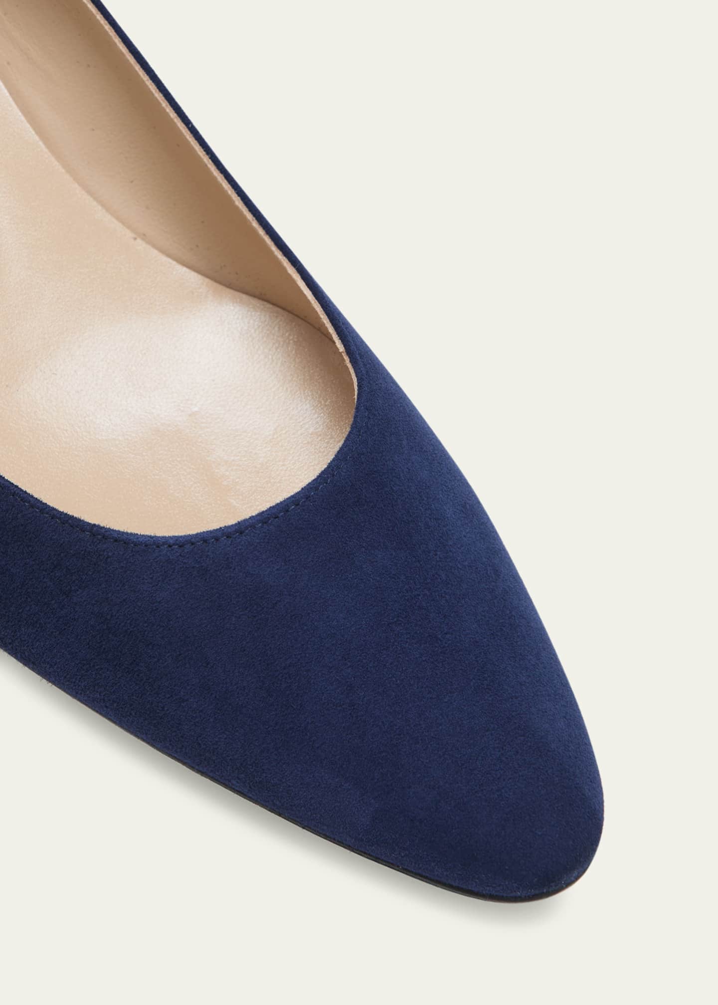 Manolo Blahnik Lista Suede Block-Heel Pumps Image 5 of 5