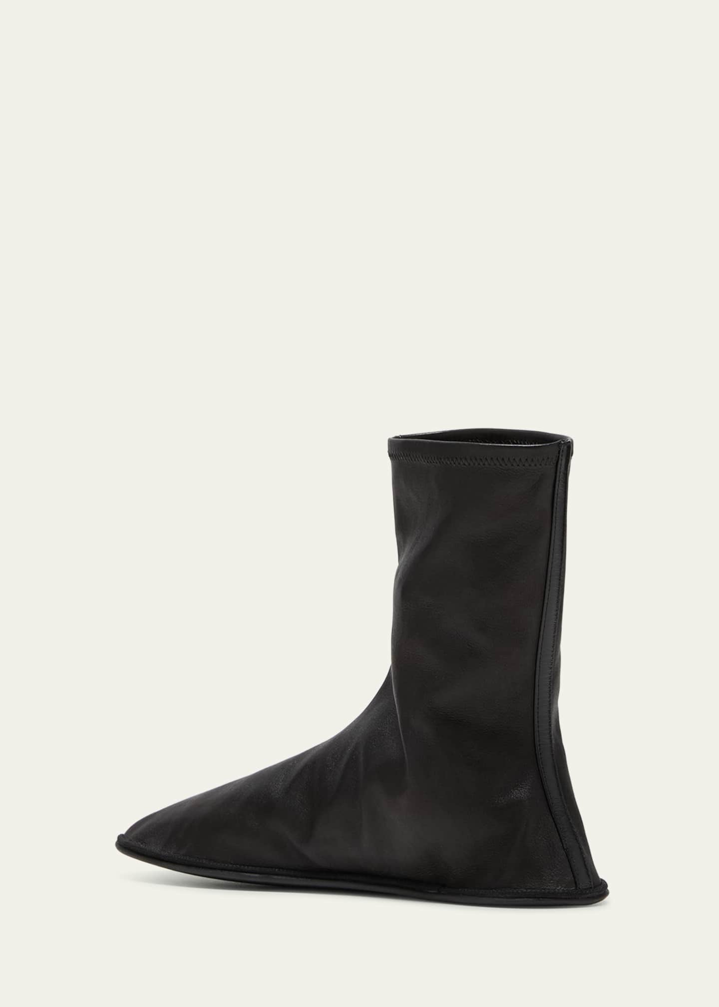 THE ROW Leather Mid Sock Boots Image 4 of 5