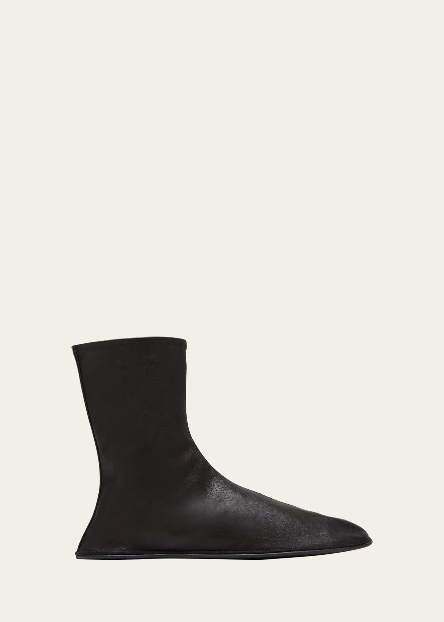 THE ROW Leather Mid Sock Boots