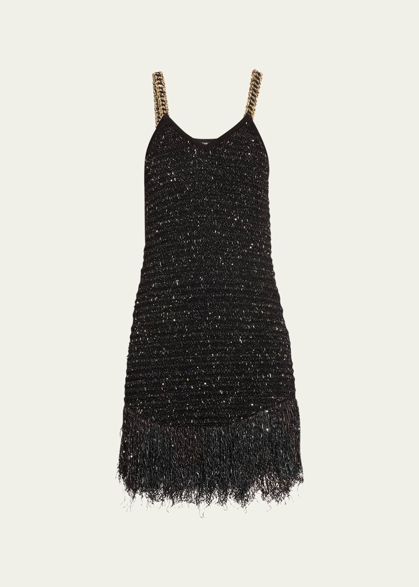 balmain fringe dip dye tweed dress