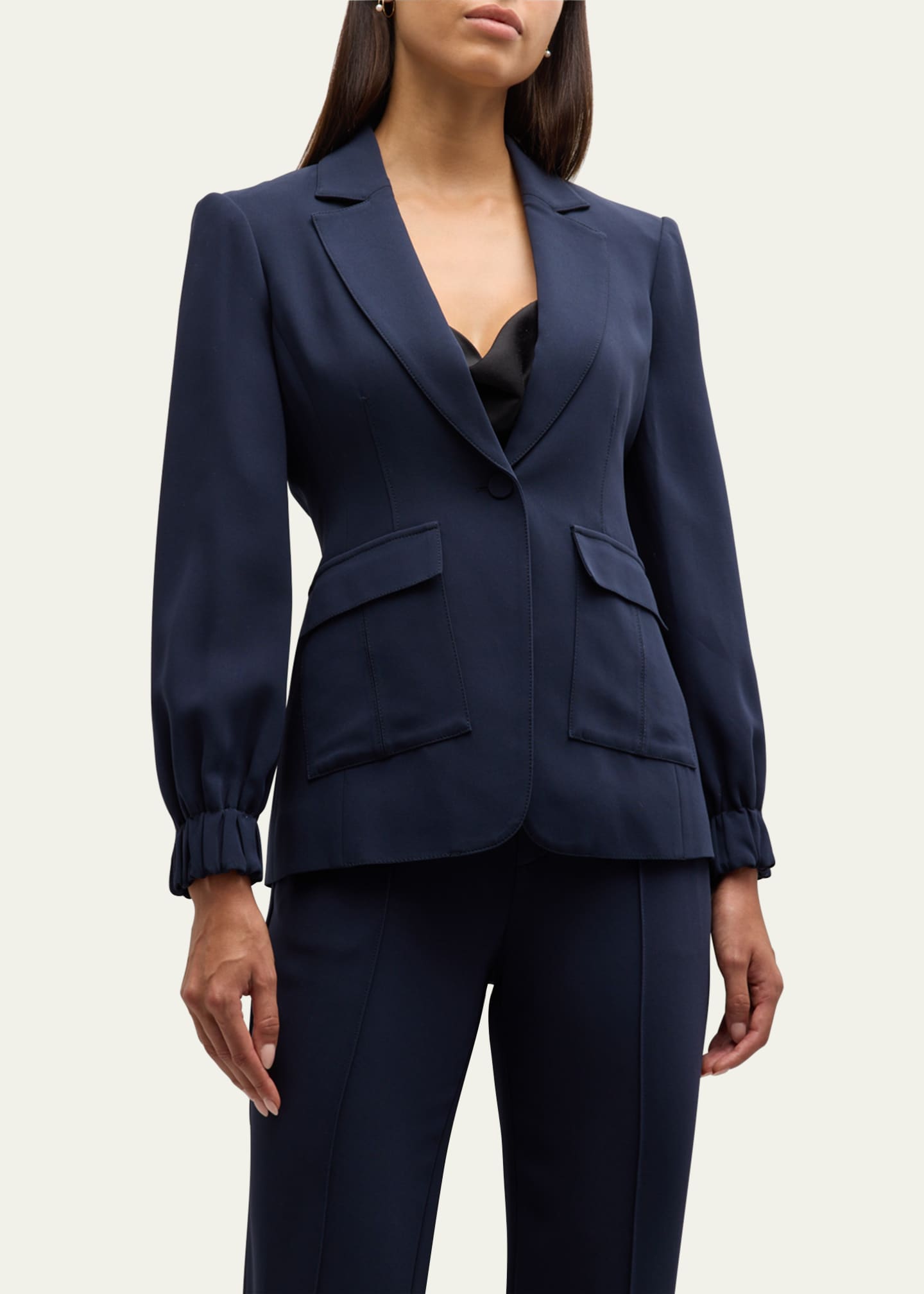 Cinq a Sept Tabitha Frill-Cuff Crepe Jacket with Cargo Pockets ...