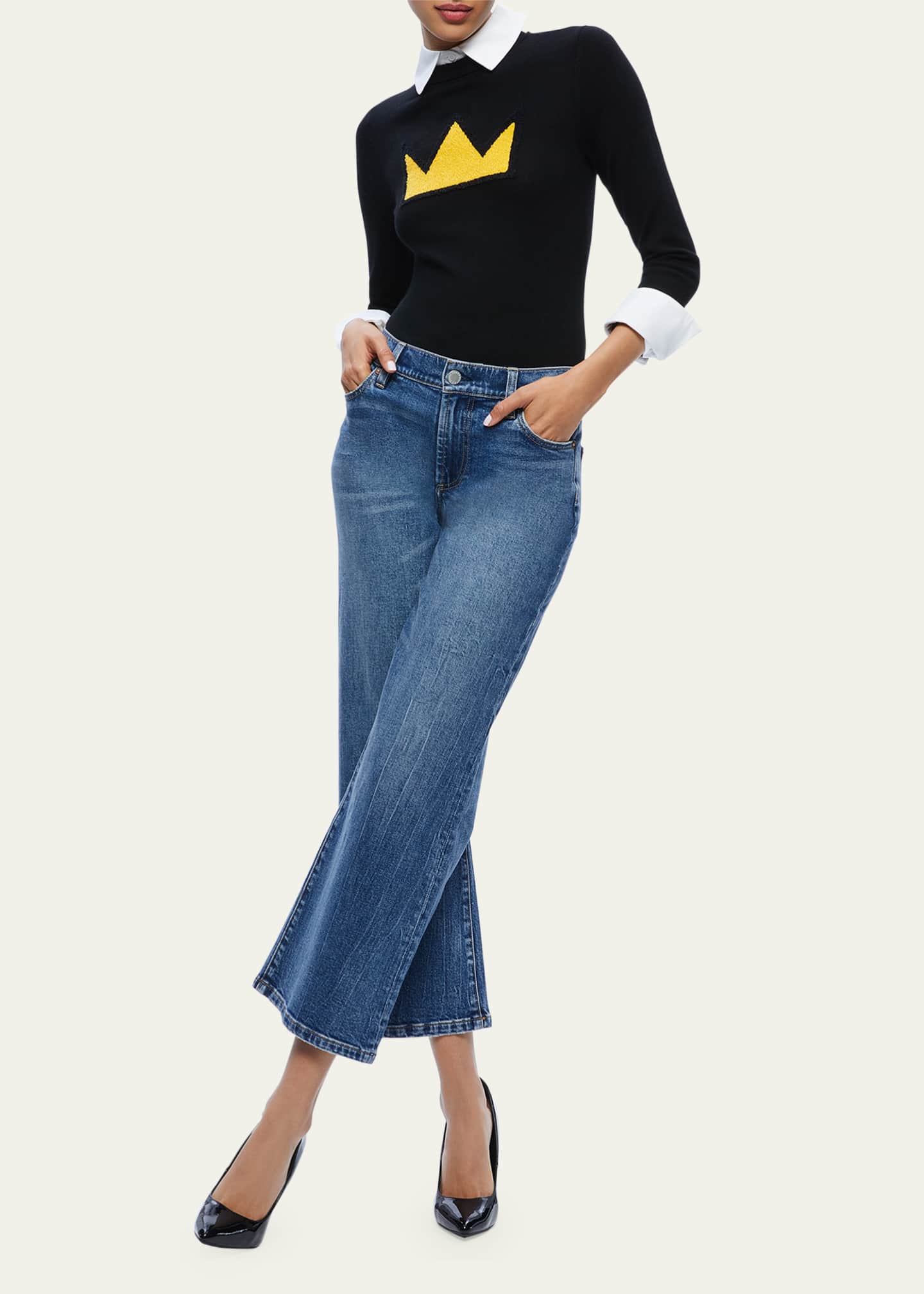 Alice Olivia Porla Crown Collared Sweater Bergdorf Goodman
