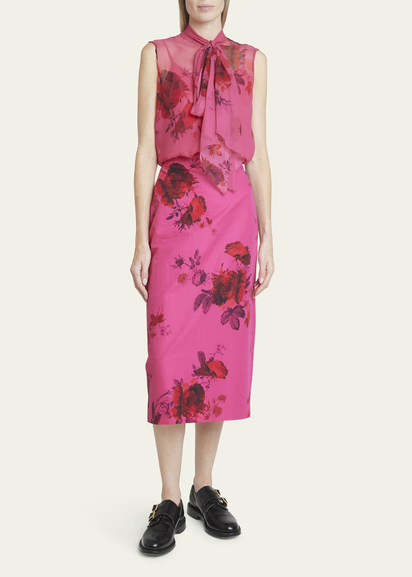 Floral midi pencil skirt hot sale