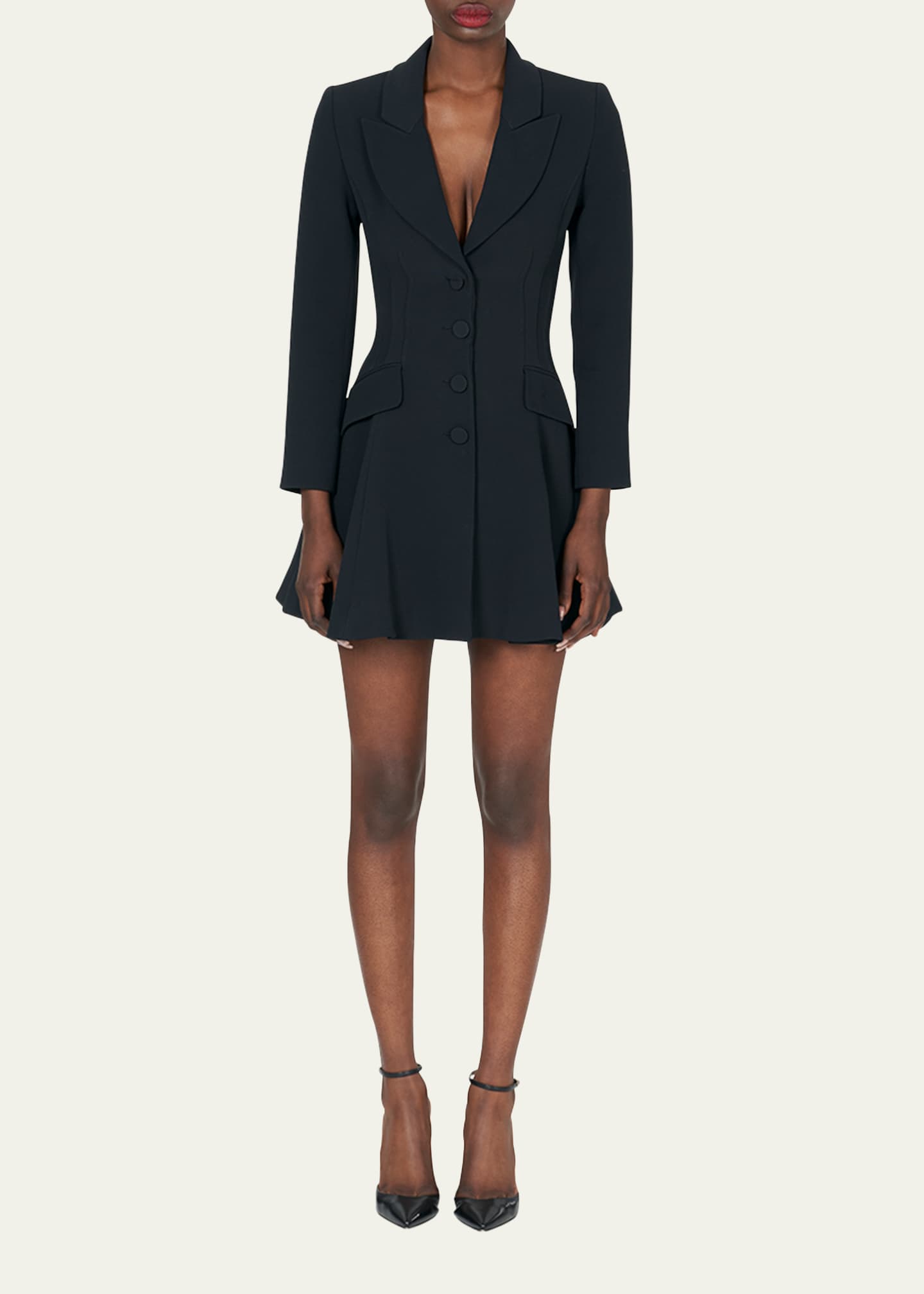 Carolina Herrera Long-Sleeve Single-Breasted Mini Blazer Dress ...