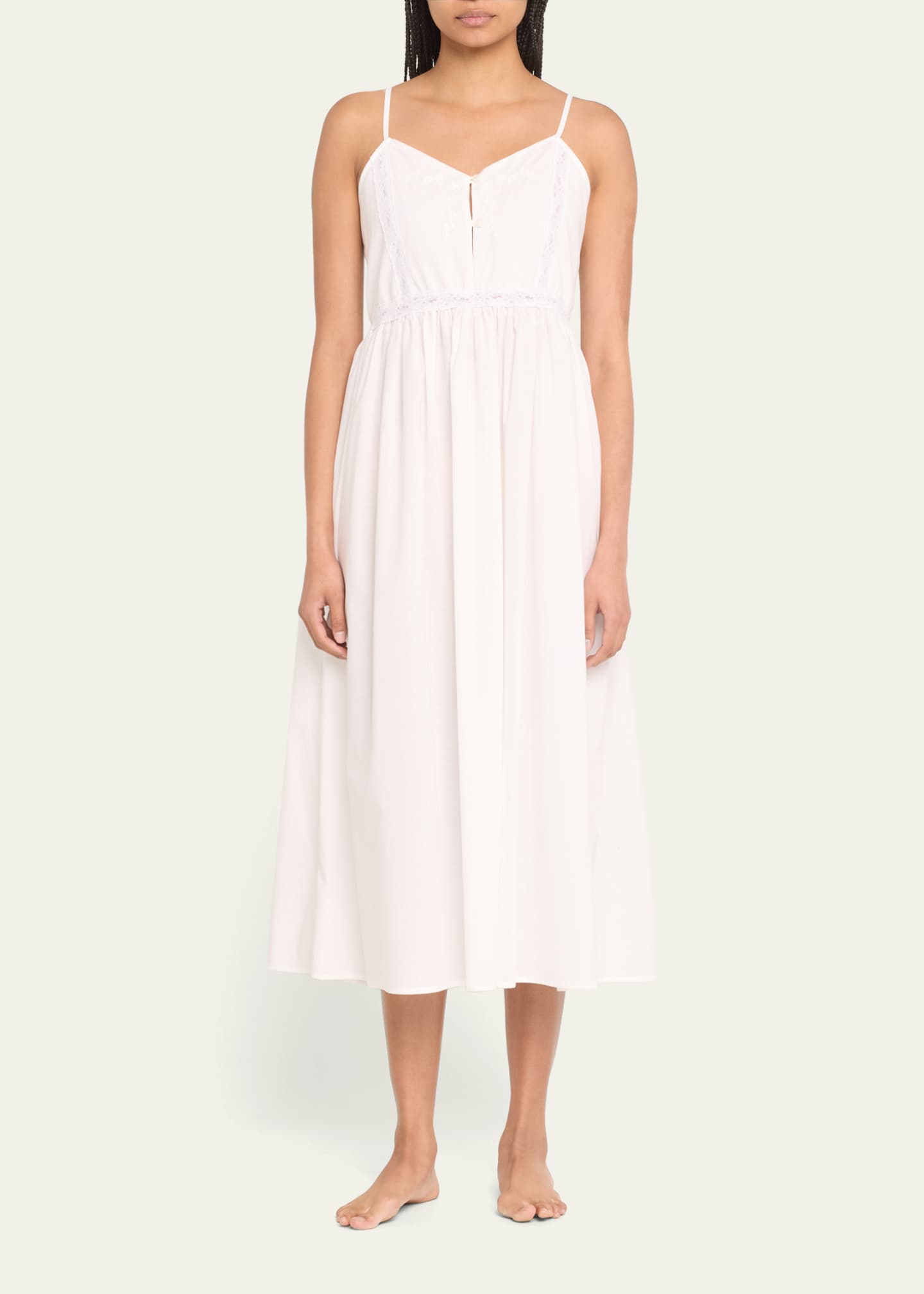 Pour Les Femmes Embroidered Lace-Trim Cotton Nightgown Image 2 of 4