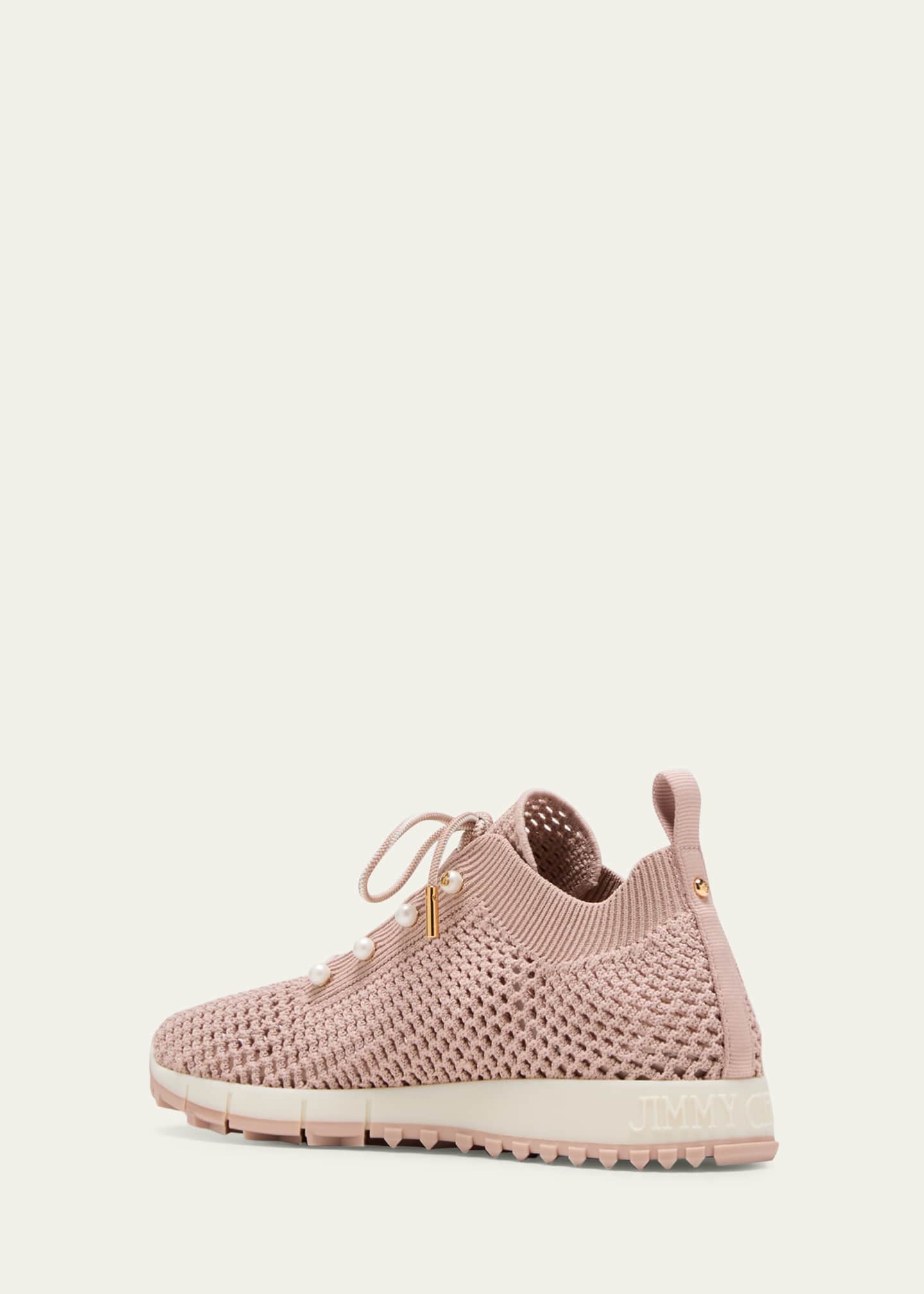 Jimmy Choo Veles Knit Pearly Lace-Up Sneakers Image 4 of 5