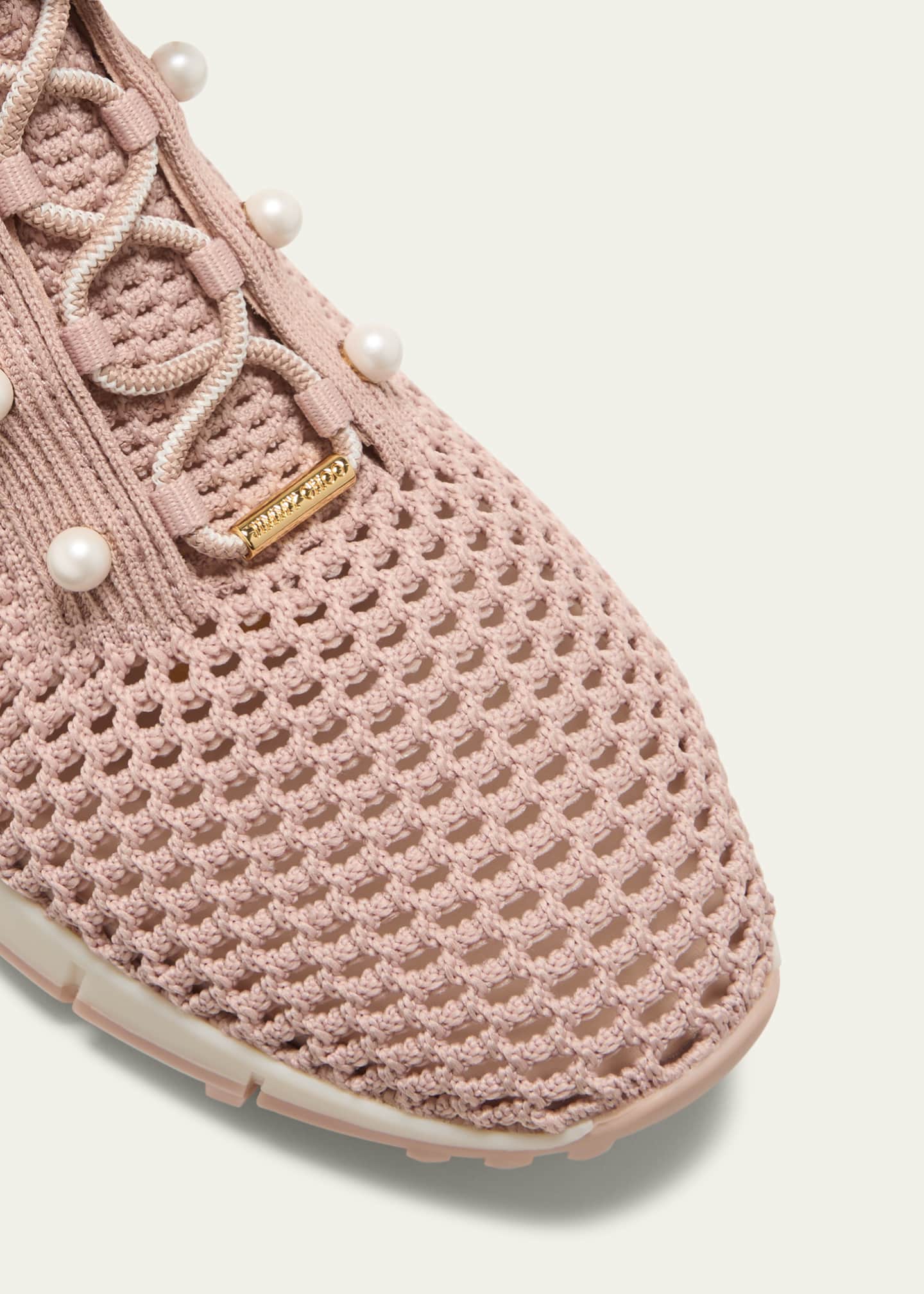 Jimmy Choo Veles Knit Pearly Lace-Up Sneakers Image 5 of 5
