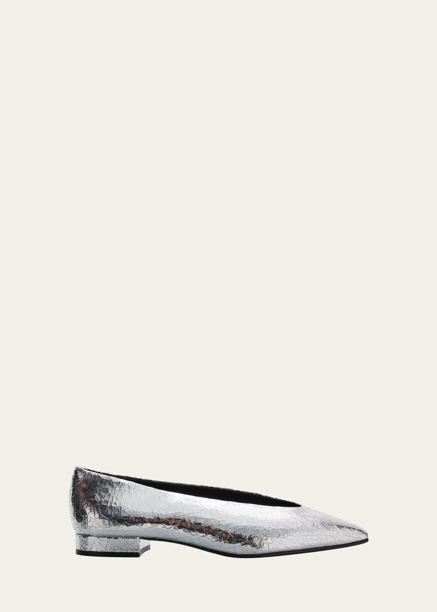 Loro Piana Rebecca Cracked Metallic Ballerina Flats Bergdorf Goodman