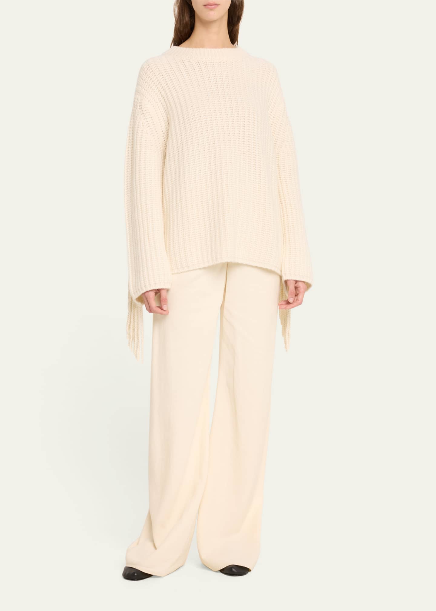 White Hilma tasselled cashmere sweater, LISA YANG