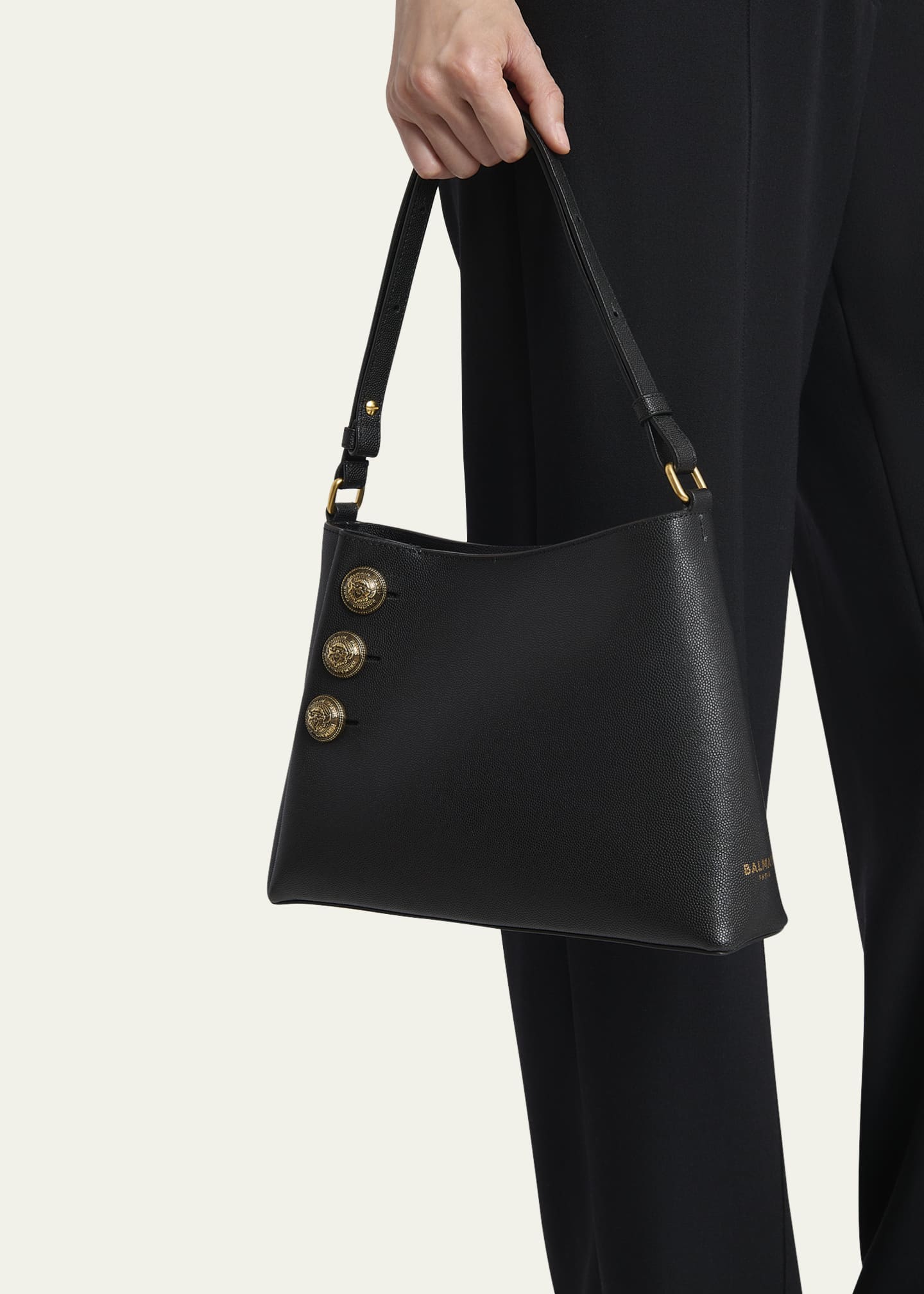Balmain studded leather shoulder bag shop